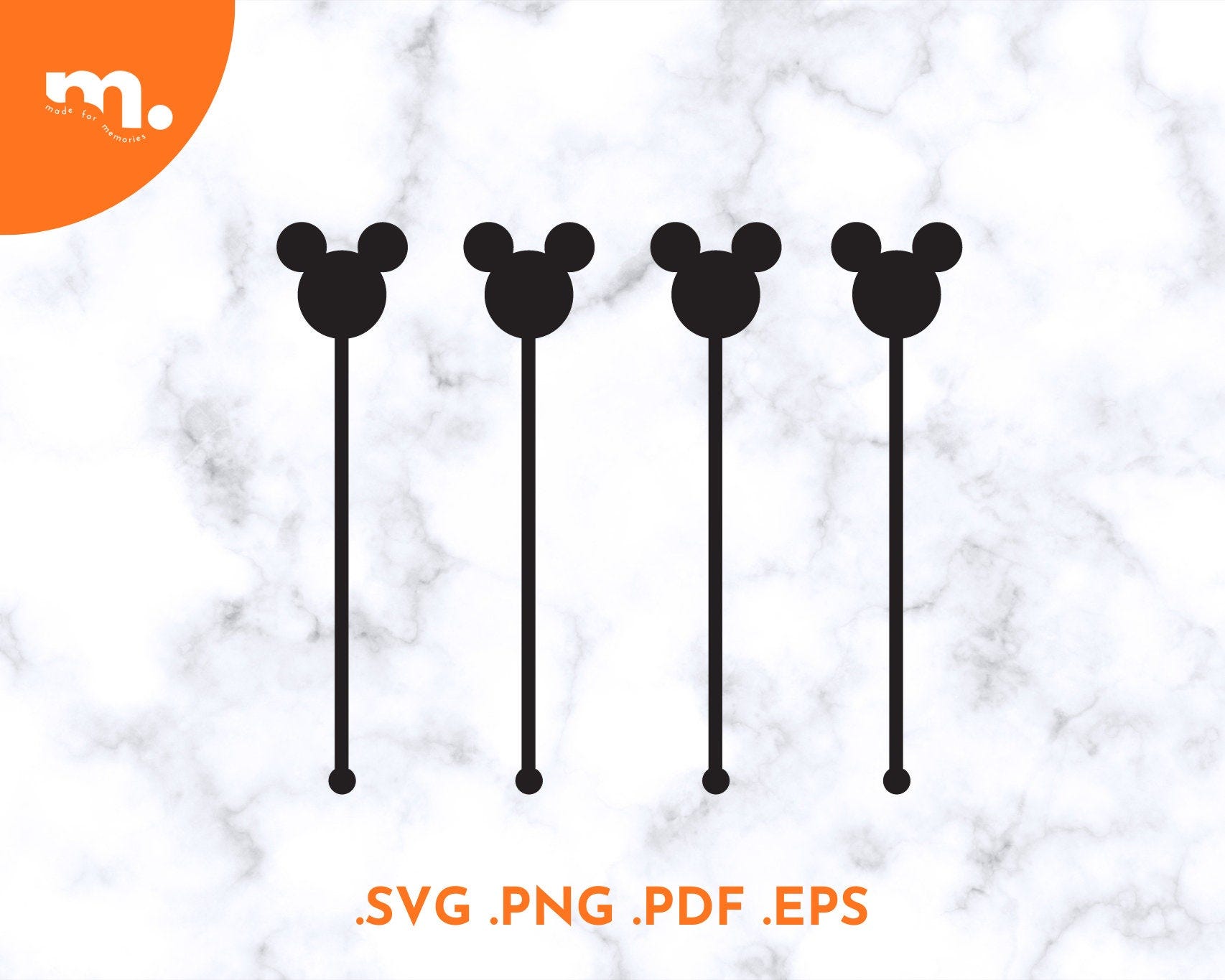 Disney Inspired Drink Stirrers SVG File | Mouse Ears Stir Stick Laser Cut File | Disney Inspired Swizzle Sticks SVG | Mouse Ears Cut File