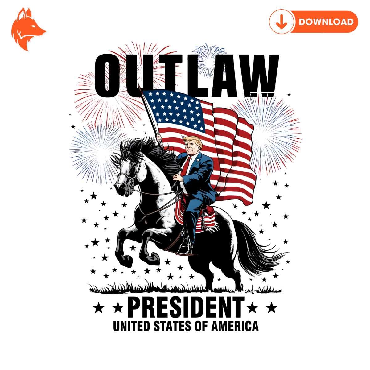 Free Outlaw President Trump Support PNG