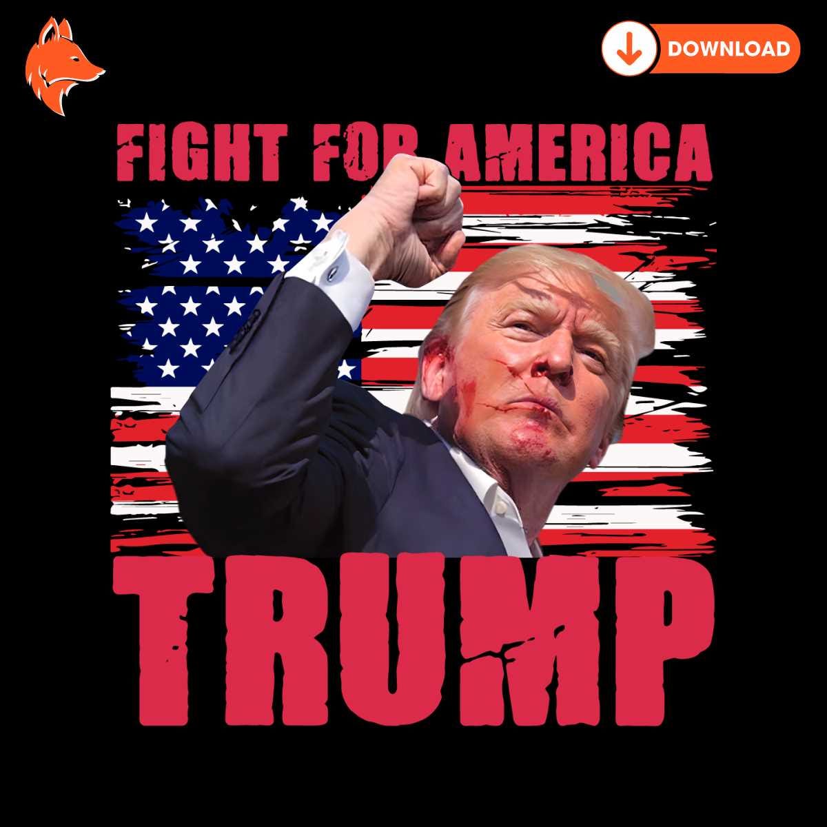 Free Trump Fight For America US Flag PNG