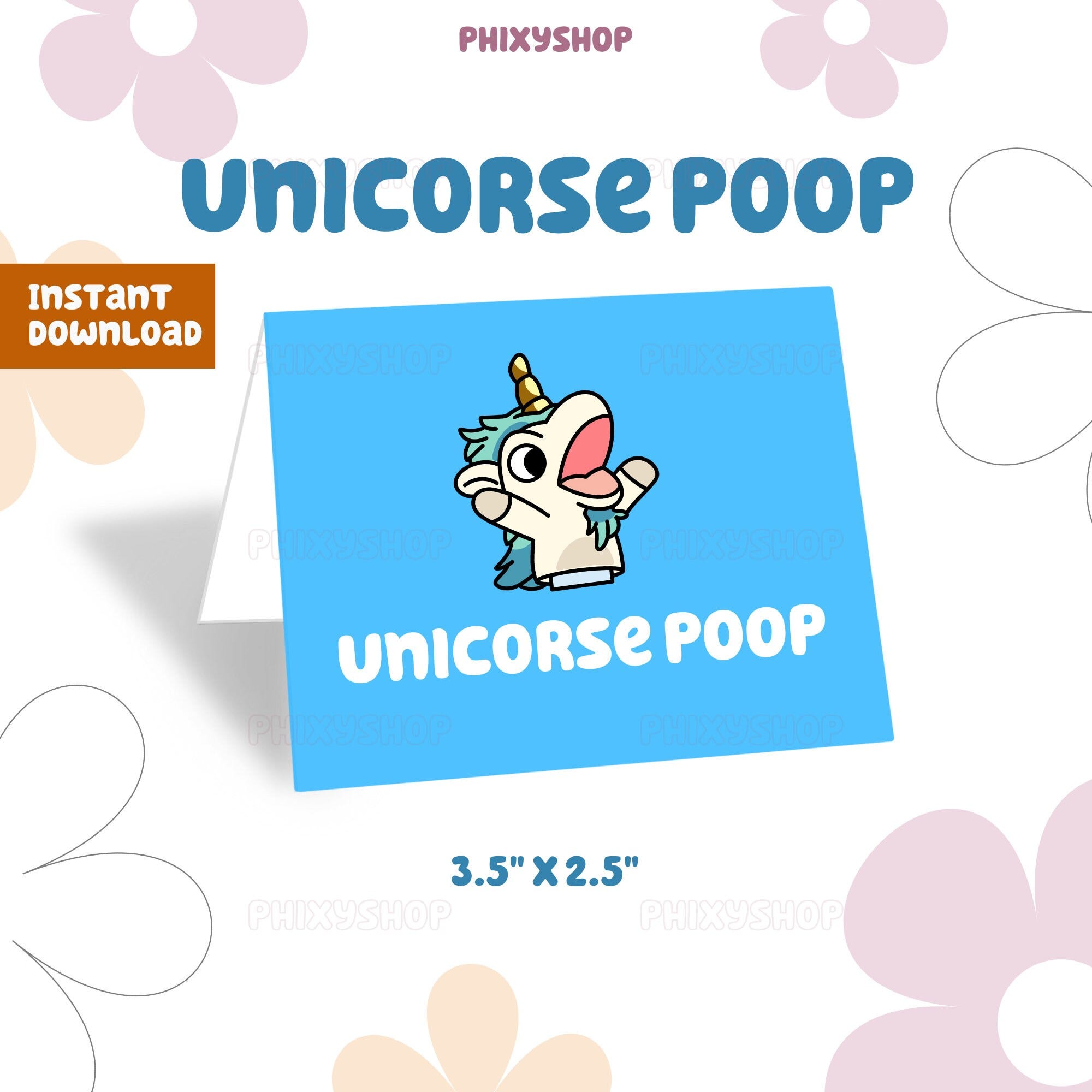 Blue Unicorse Poop Food Label | Blue Dog | Digital Download