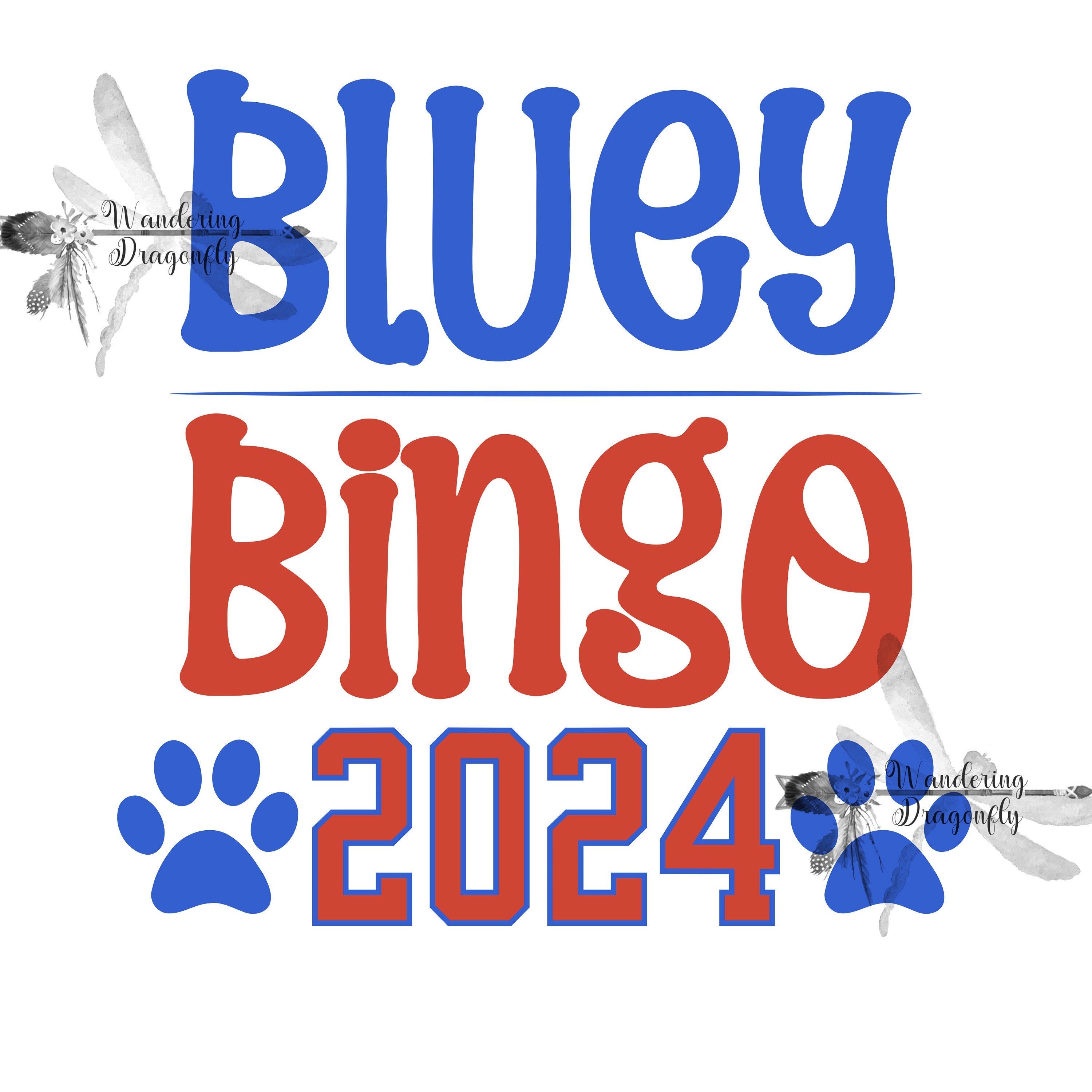Bluey Bingo 2024 | PNG File | Bluey Inspired | Digital Download | Transparent Background