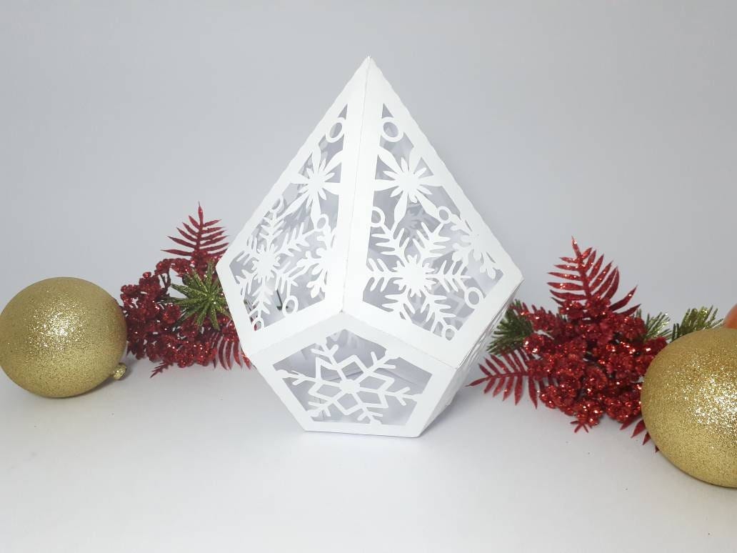 SVG Snowflakes Centerpiece Frozen Template Cricut Lantern 3D Paper Craft Cutting File Template DIY Decor Frozen Winter Laser Cut DXF