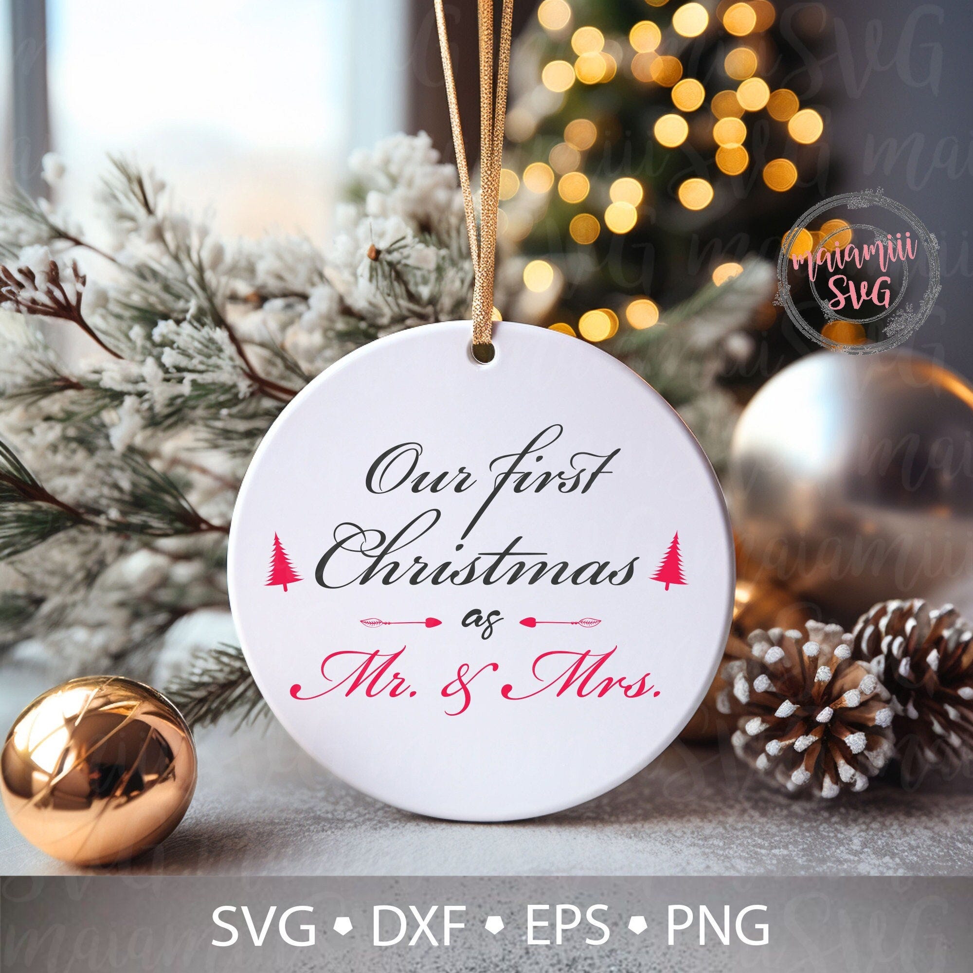 Our First Christmas as Mr & Mrs Svg, Christmas Couple Svg, First Christmas Decoration, Mr and Mrs Ornaments, Christmas Frame Svg