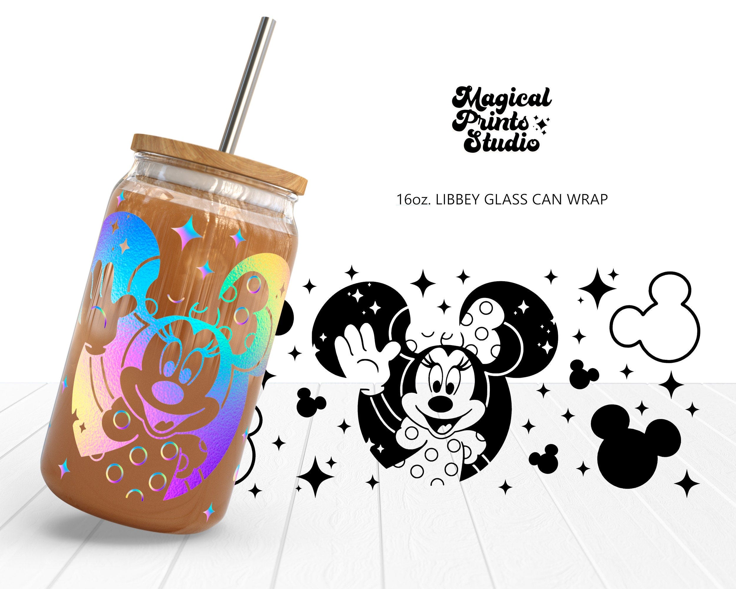 Magical Mouse Libbey Glass 16oz, Mouse Ears Svg Files for Cricut & Silhouette Cameo, Minnie Glass Can Wrap SVG, Glassware Svg