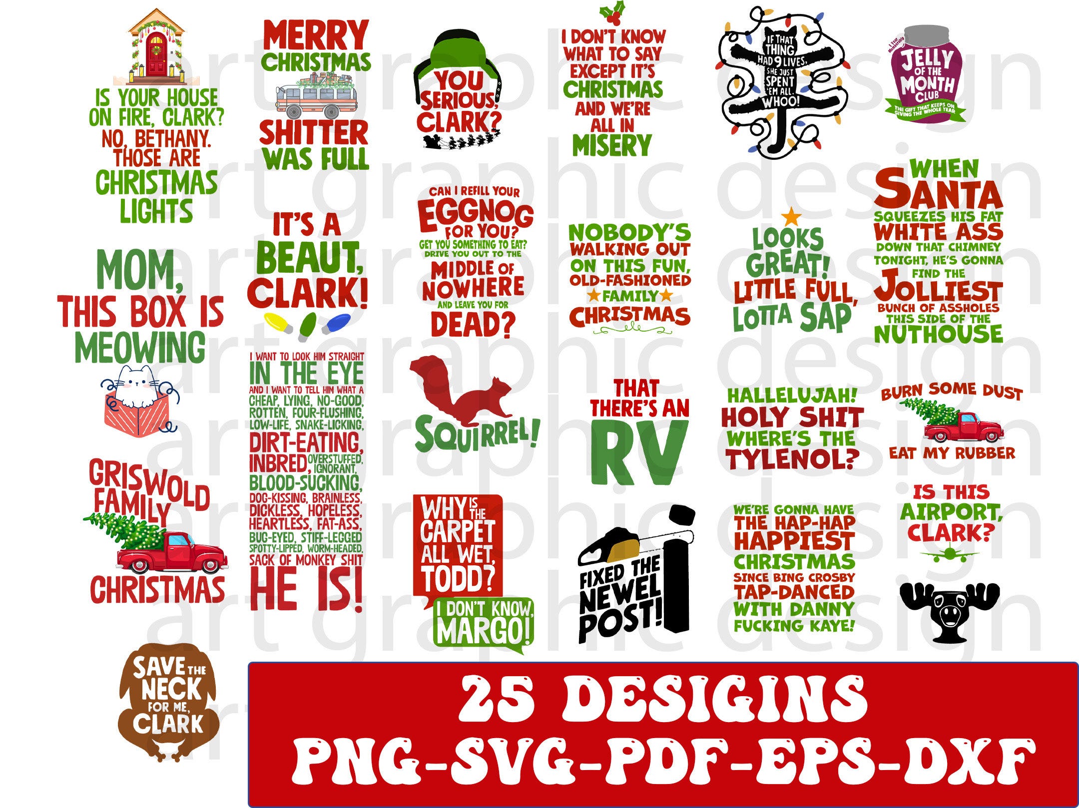Christmas Vacation Bundle 25 Designs Layered SVG Quotes Clark Griswold Moose Mug Cousin Eddie