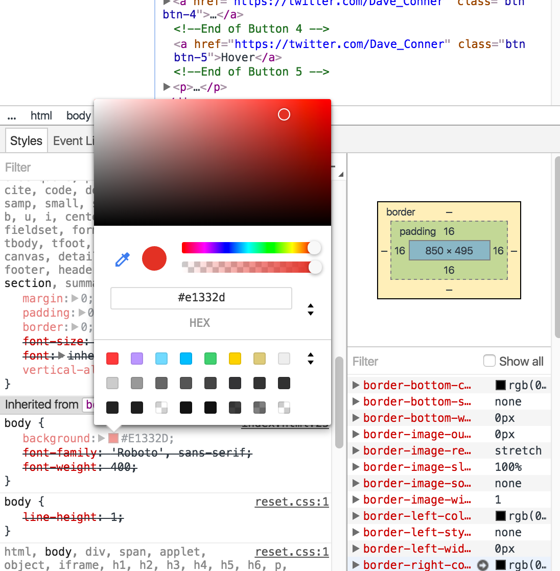 Chrome's color picker tool