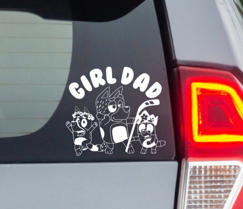Bluey GIRL DAD DECAL| Hockey | Bluey | bandit | Gifts for dad | Bluey Car decal | Gifts under 15 | Fathers Day gift | Girl Dad Bluey