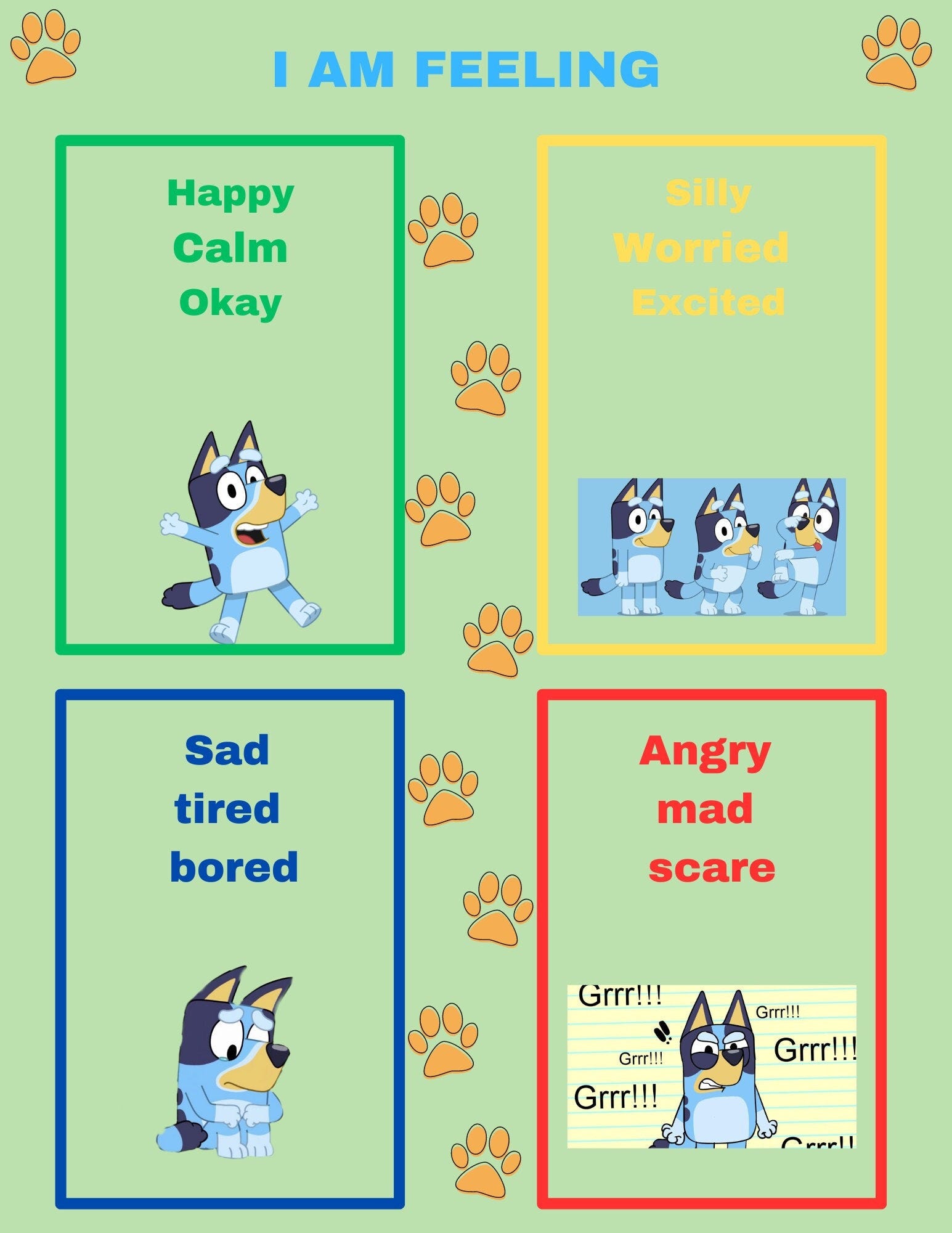 Bluey zones of regulation, autism, emotions