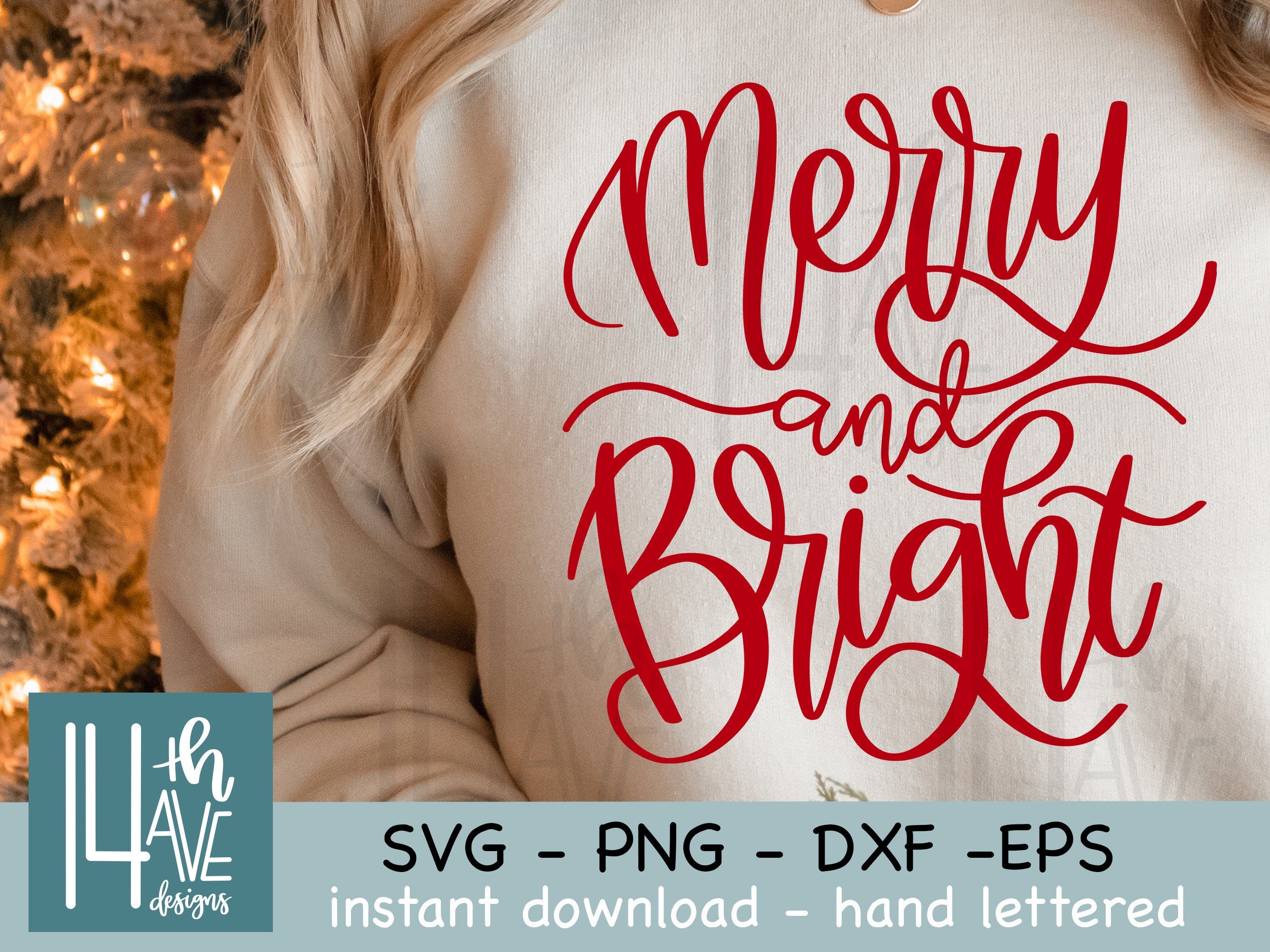 Merry and Bright SVG cut file, Merry and Bright PNG, Christmas SVG, svg, png, dxf, Uses - cut file, overlay, clip art, sublimation
