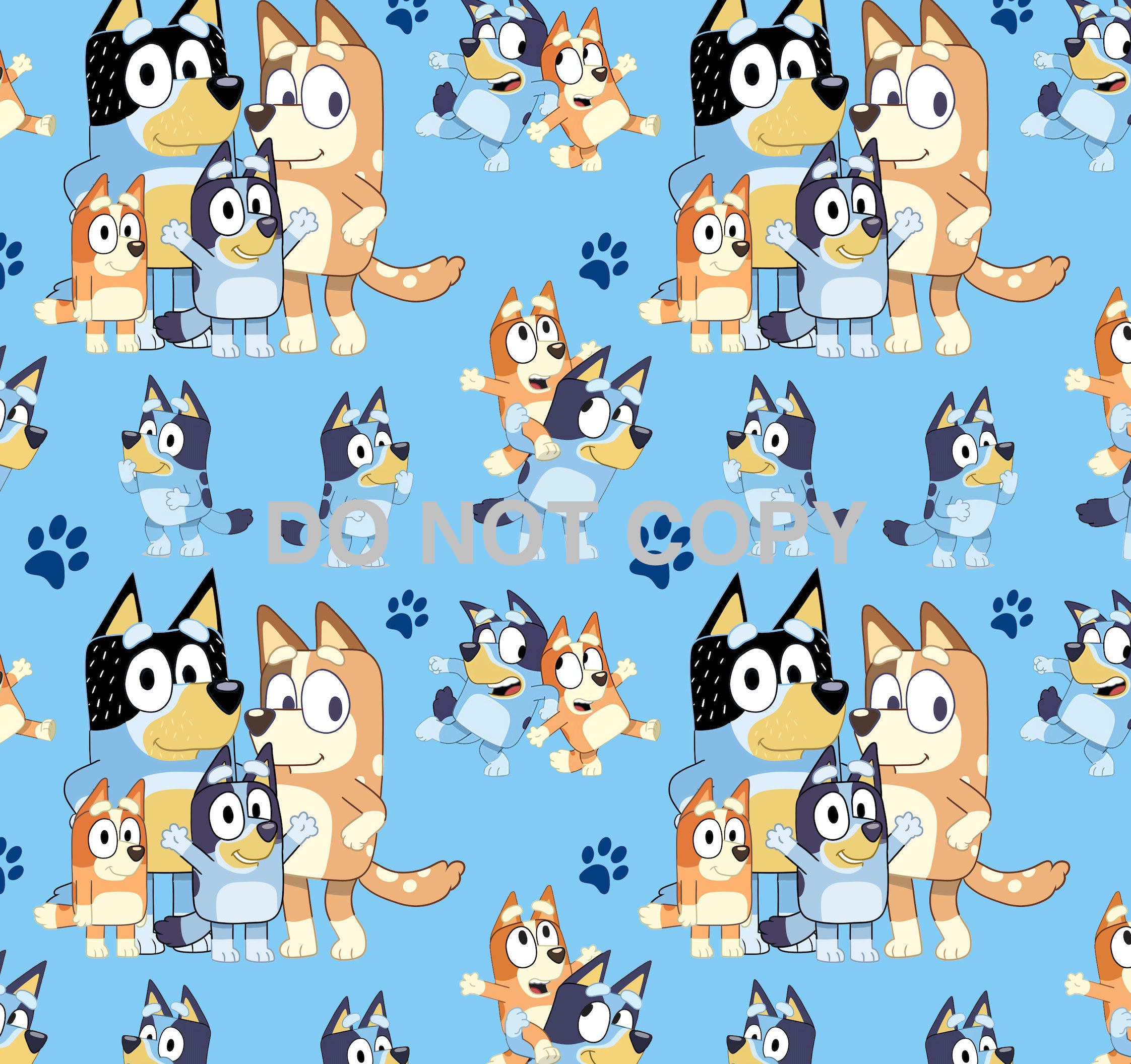 Bluey Blue Digital Seamless Pattern