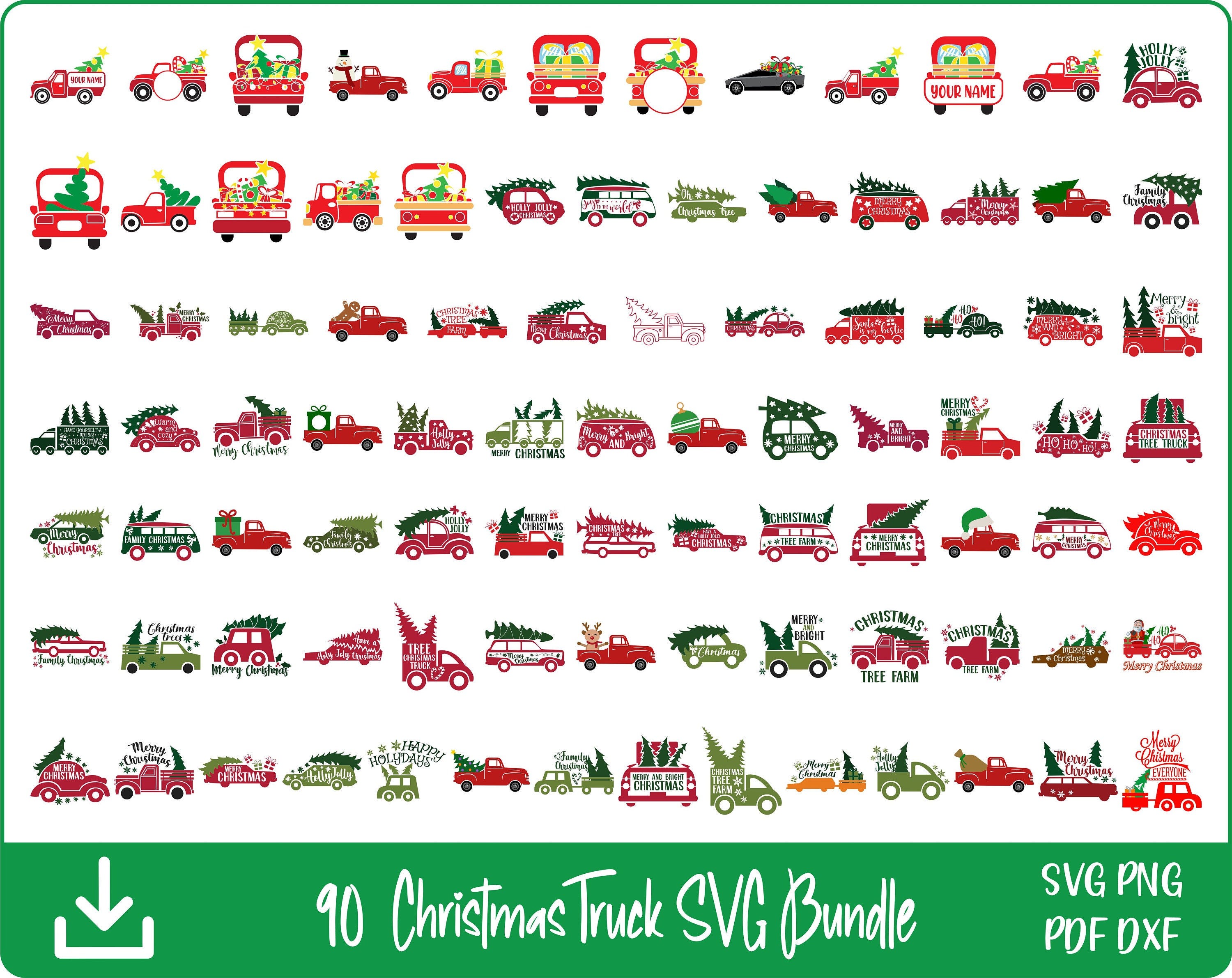 90 Christmas Truck svg, red truck svg, retro truck svg, vintage truck svg, christmas truck png
