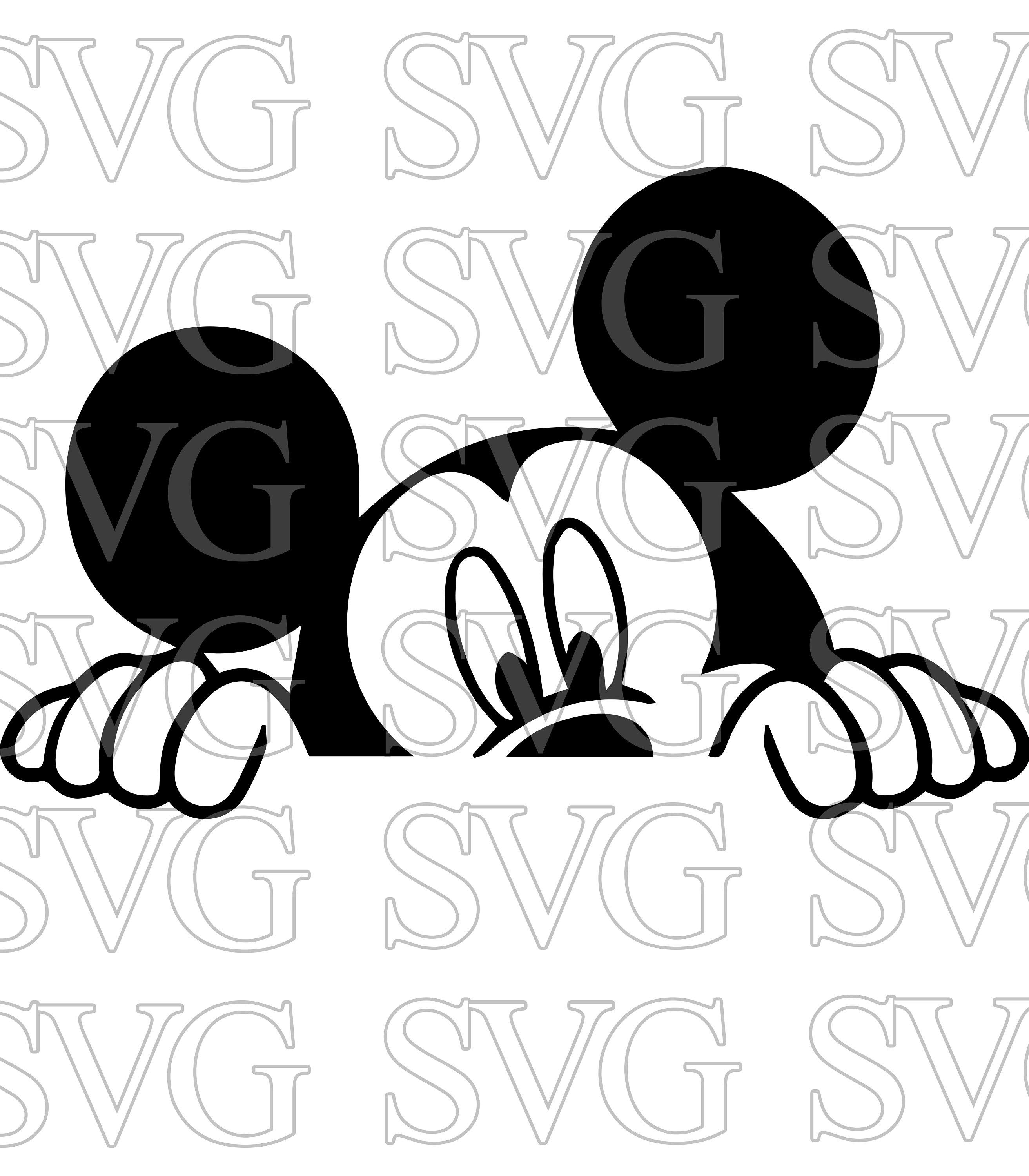 Mickey Mouse Peeking Svg, Mickey Mouse Peeking Vector Files for Silhouette, Cricut, Cutting Plotter, Png file Svg File Digital Download DIY