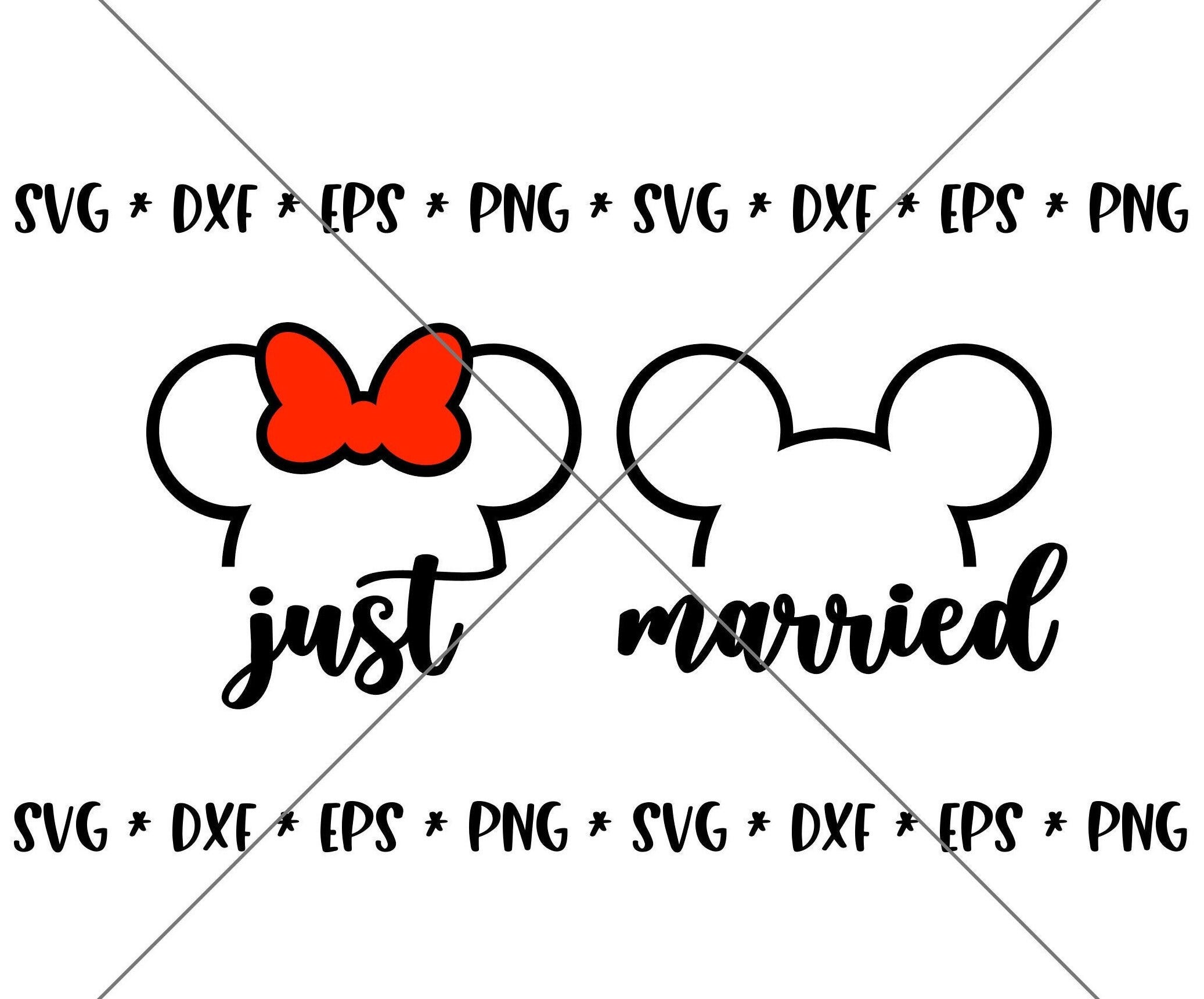 SALE!! Mouse Just Married SVG, Disney svgs, DXF, eps, png Instant Download File, Disney World Family Trip svg Disney Wedding Mouse Ear--MT32