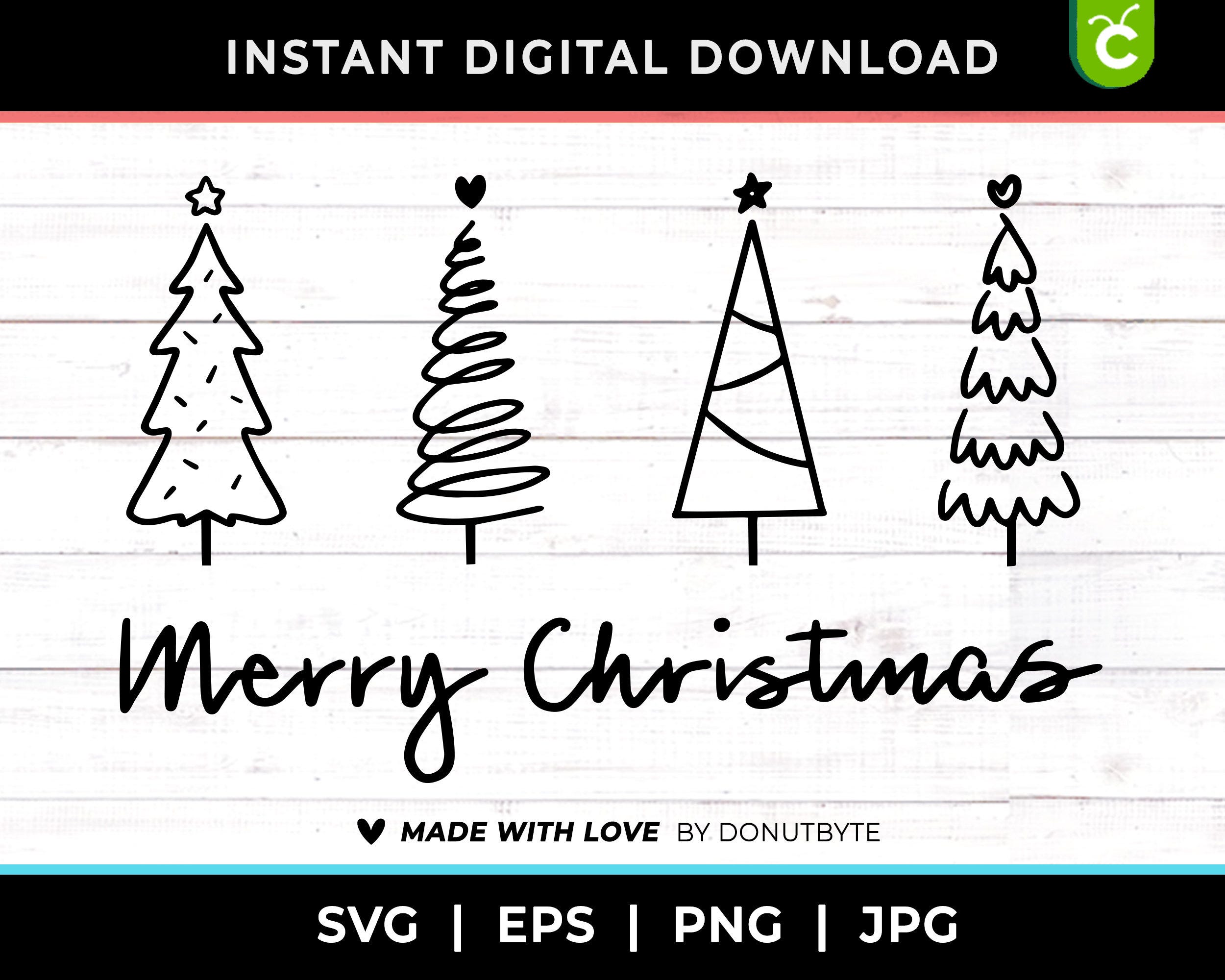 Christmas Trees SVG, Merry Christmas SVG Instant Download DIY, Christmas Trees Cut File, Sublimation, Clip Art, For Cricut | svg jpg png eps