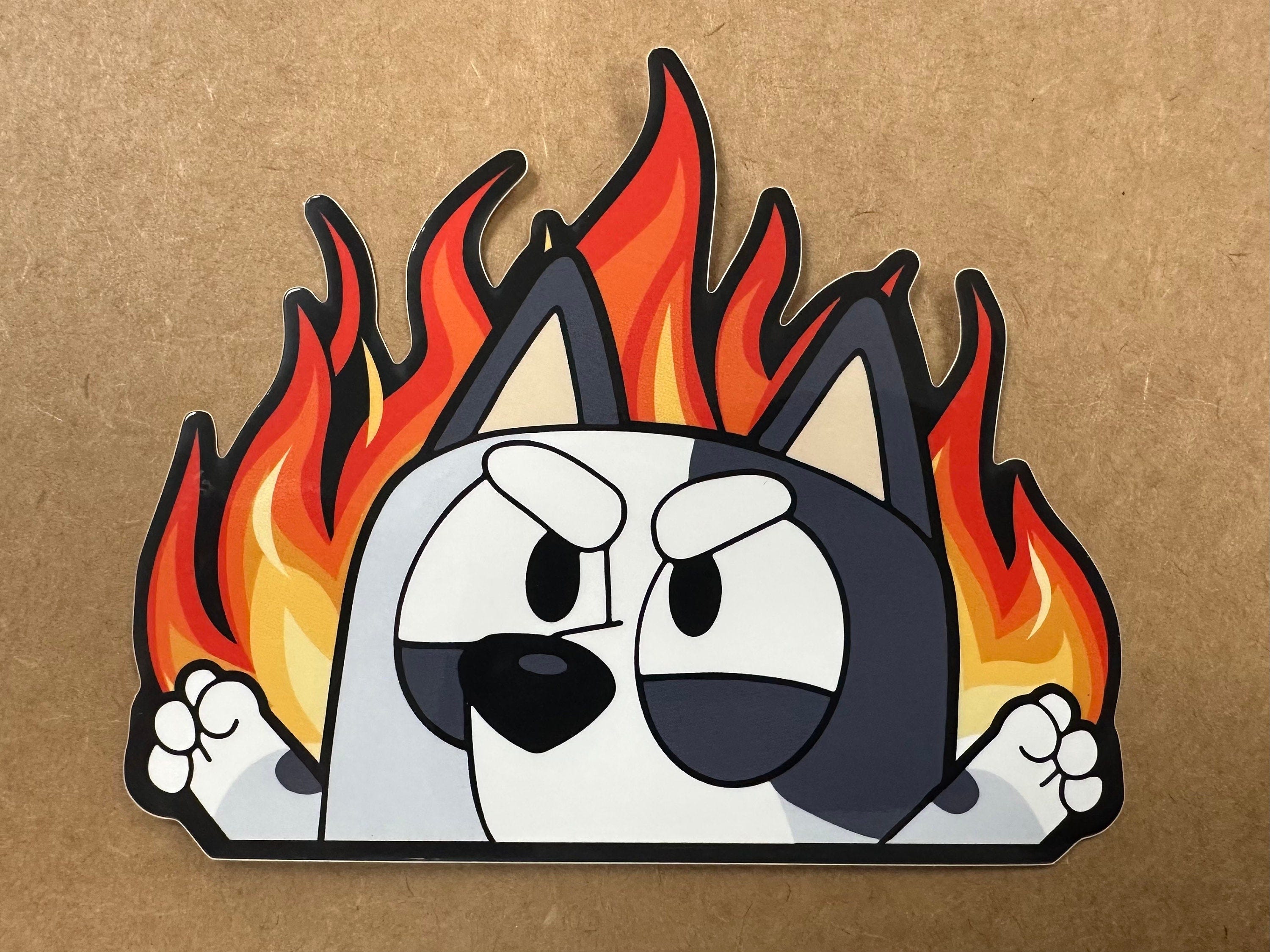 Muffins peeker flame dog| family peeker stickers | Funny decal | Truck decal | car window sticker decal| blue dog stickers