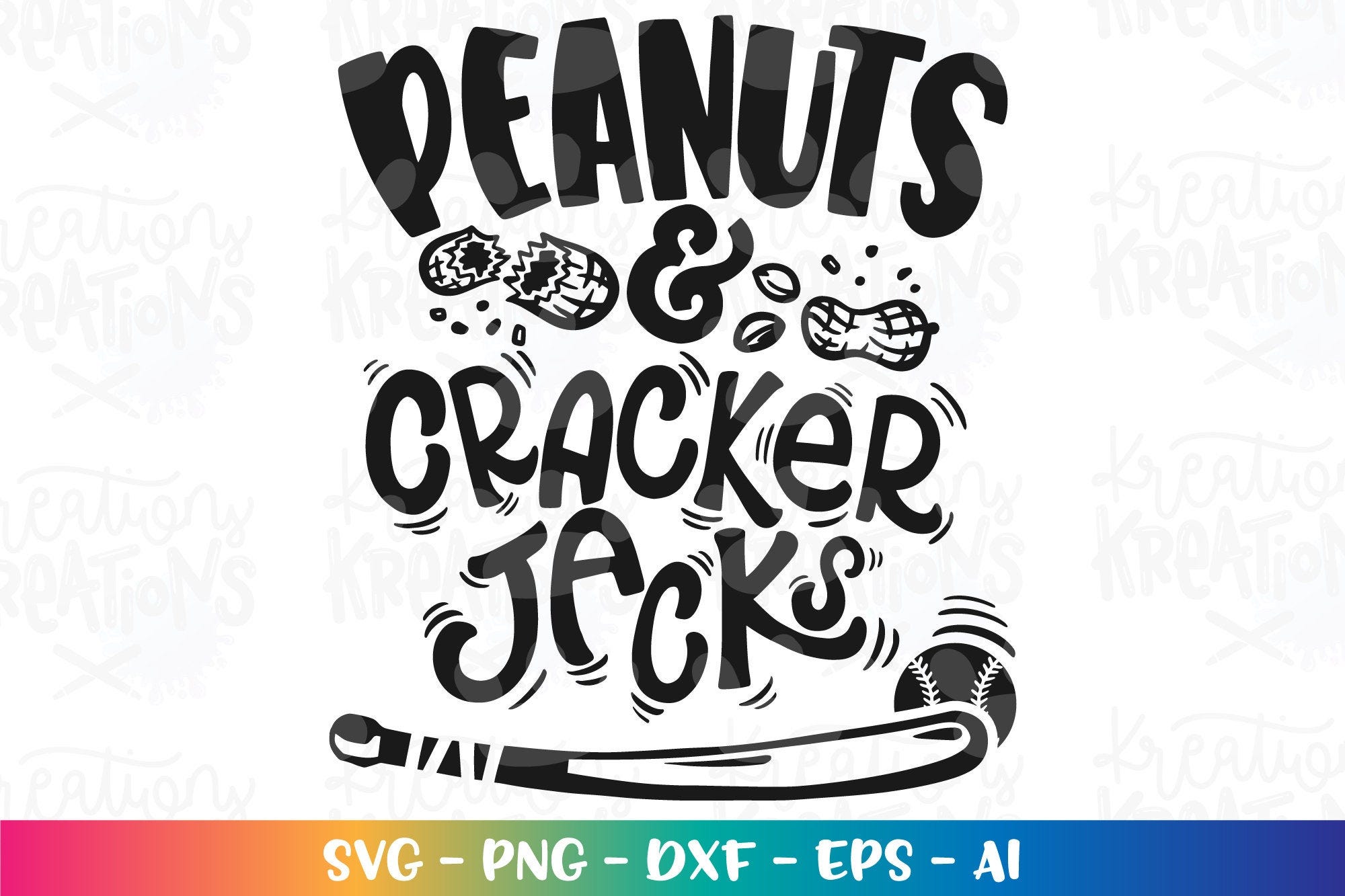 Peanuts and Cracker Jacks svg Baseball svg hand lettered svg print cut File Cricut Silhouette Cameo instant download Vector SVG EPS dxf PNG
