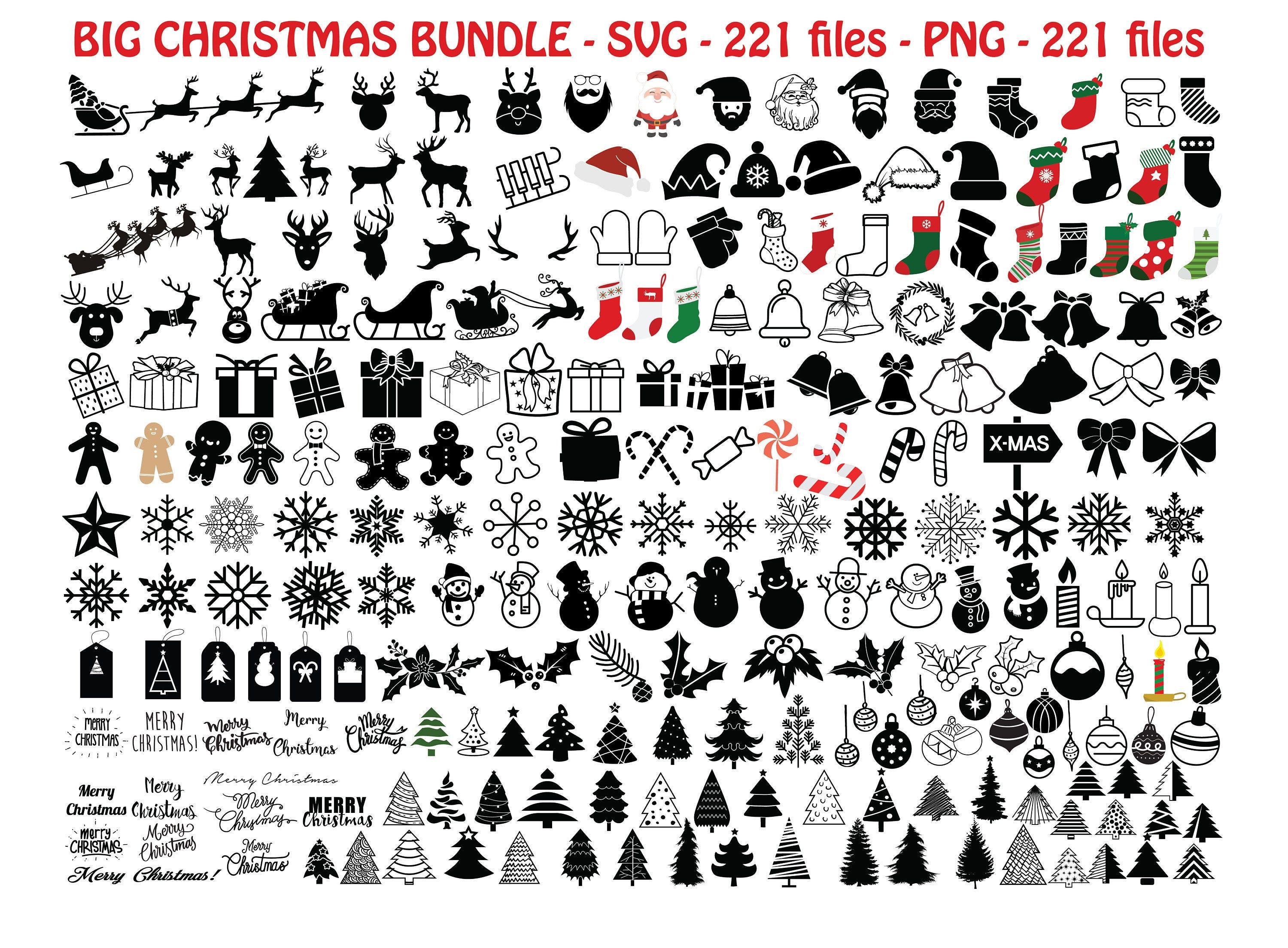 CHRISTMAS SVG Bundle, CHRISTMAS Clipart, Christmas Svg Files For Cricut, Christmas Svg Cut Files
