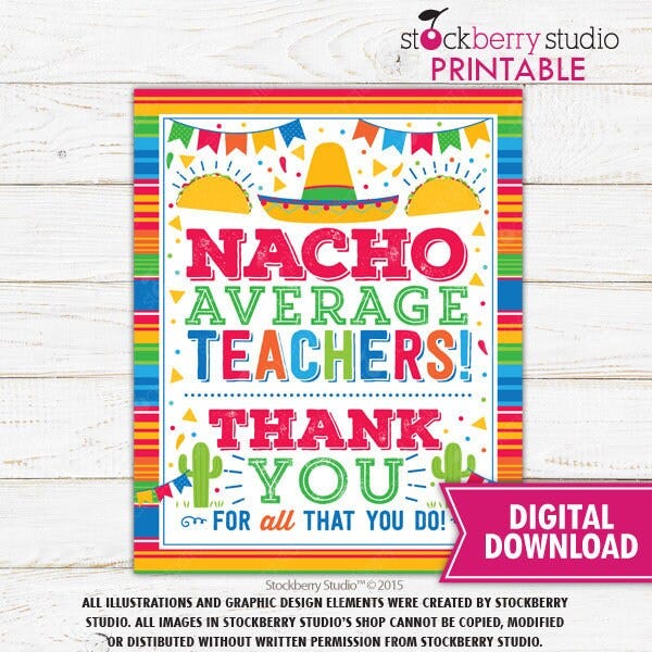 Nacho Average Teachers Sign Printable Staff Appreciation Fiesta Sign Decor Fiesta Teacher Decorations Fiesta Poster Instant Download