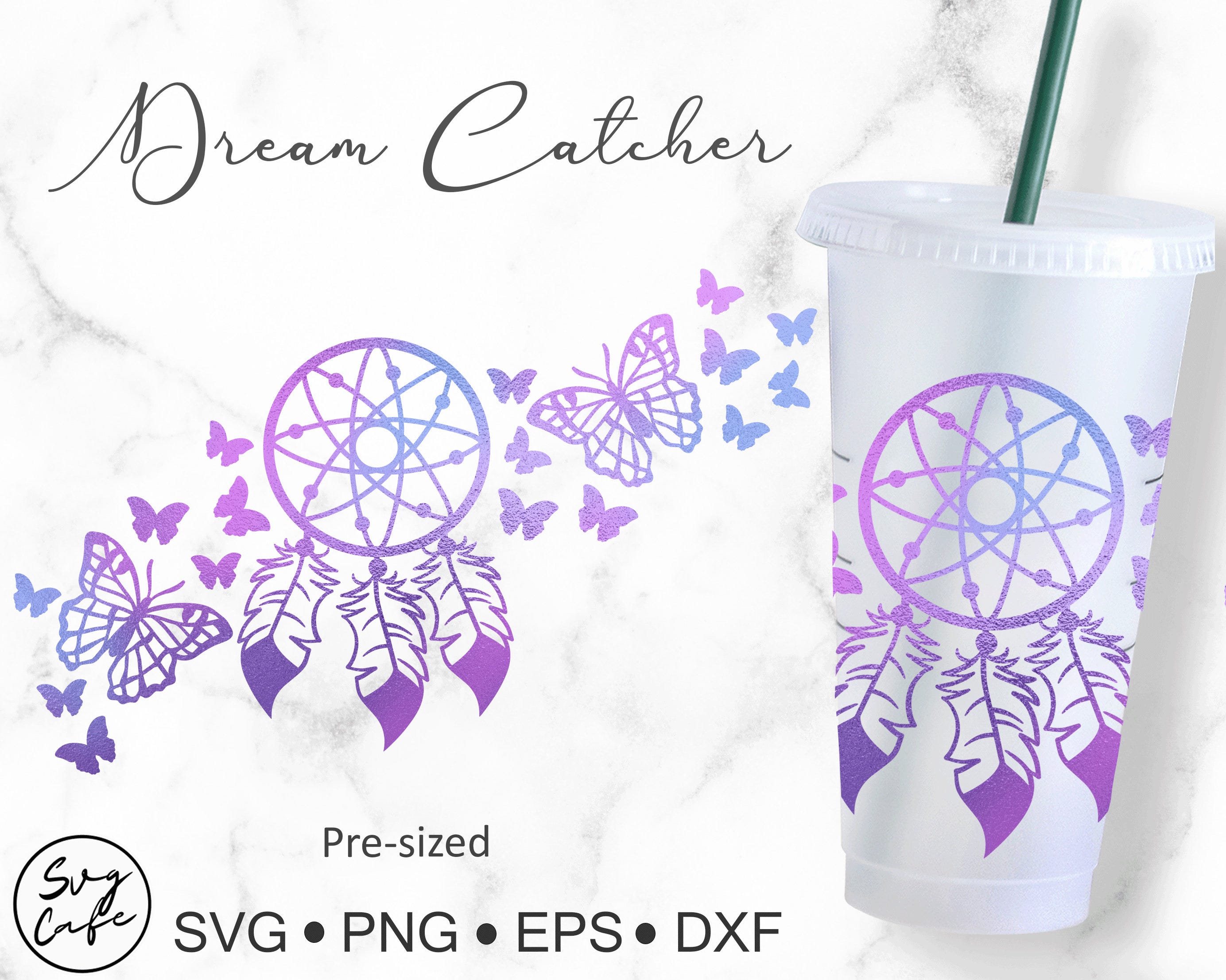 No Hole 24oz Venti Cold Cup Dream Catcher for Starbucks Cup, Svg Dxf Png File Digital Download