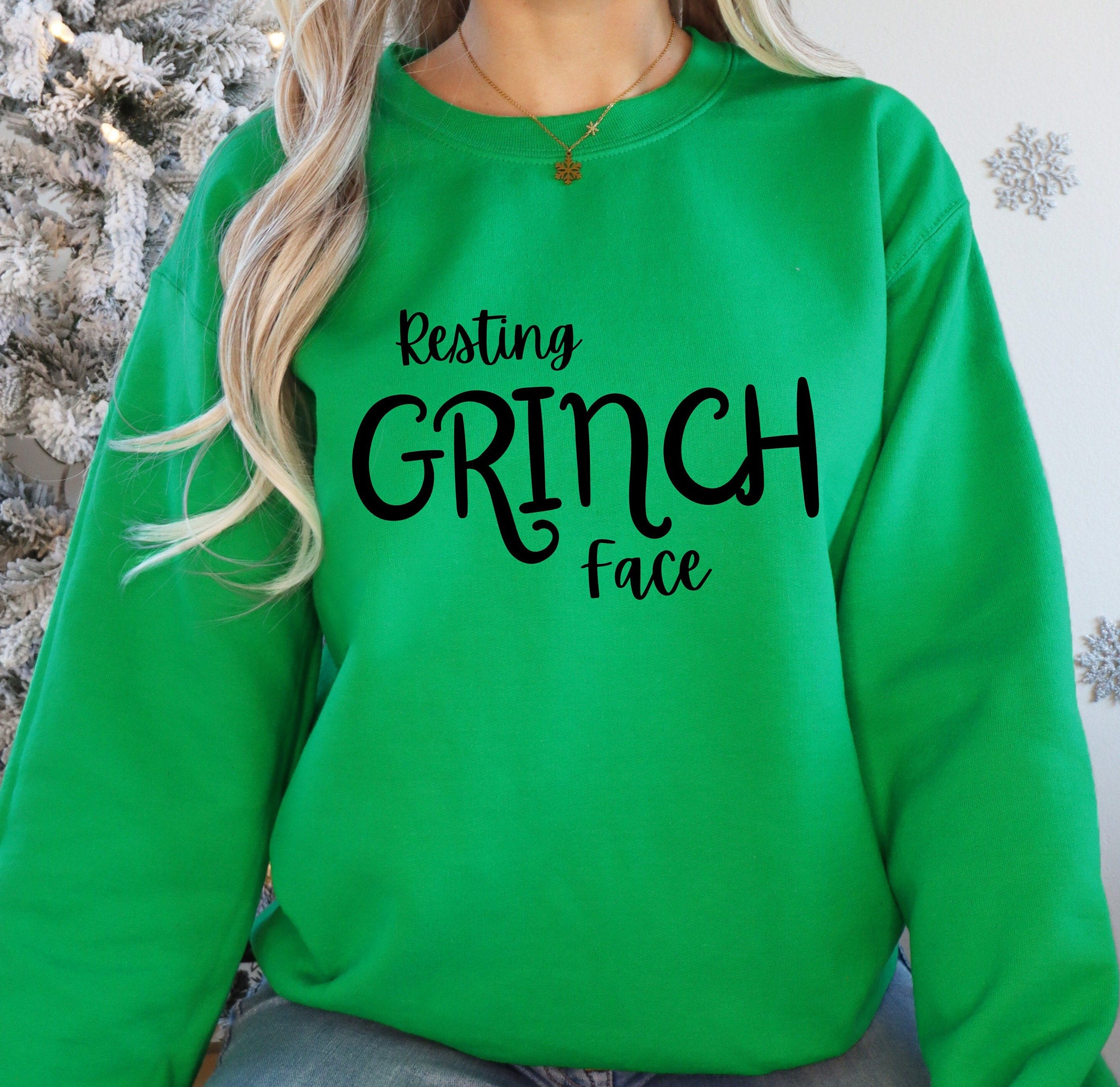 Resting Grinch Face Sweatshirt, Grinch Christmas Sweater, Funny Christmas Sweatshirt, Funny Holiday Sweater, Ugly Grinch Christmas Sweater