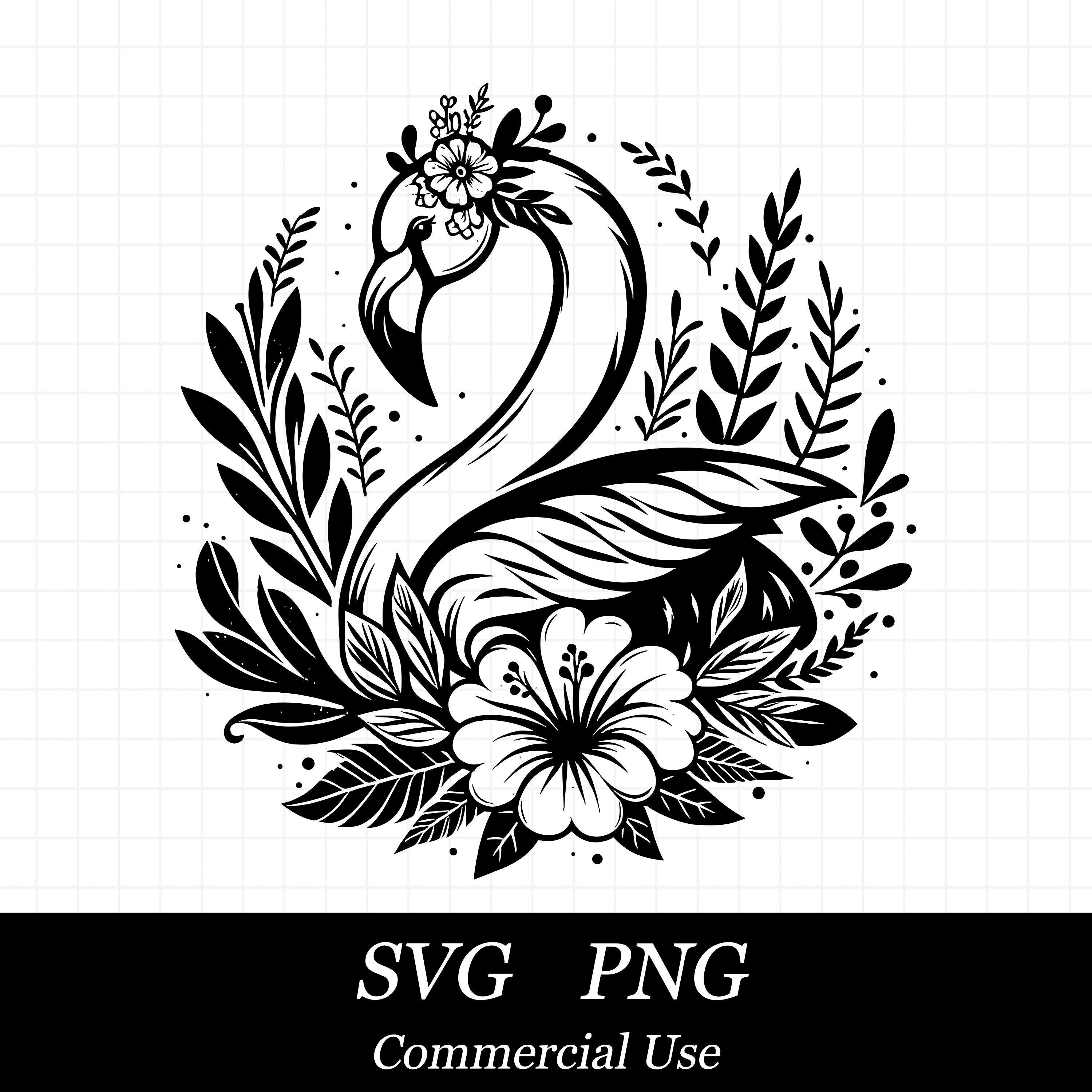 Floral Flamingo SVG File For Cricut, Bird SVG, Summer Png, Commercial Use, Instant Digital Download, Beach Svg