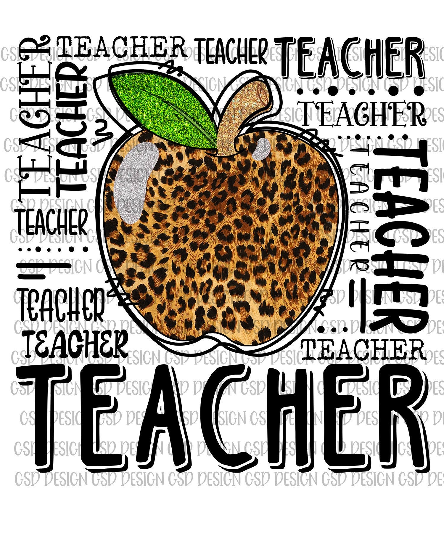 Teacher Sublimation PNG - Leopard Teachers Sublimation Designs Downloads, Teacher Life PNG, Teacher PNG, Teacher Typography Png, Apple Png