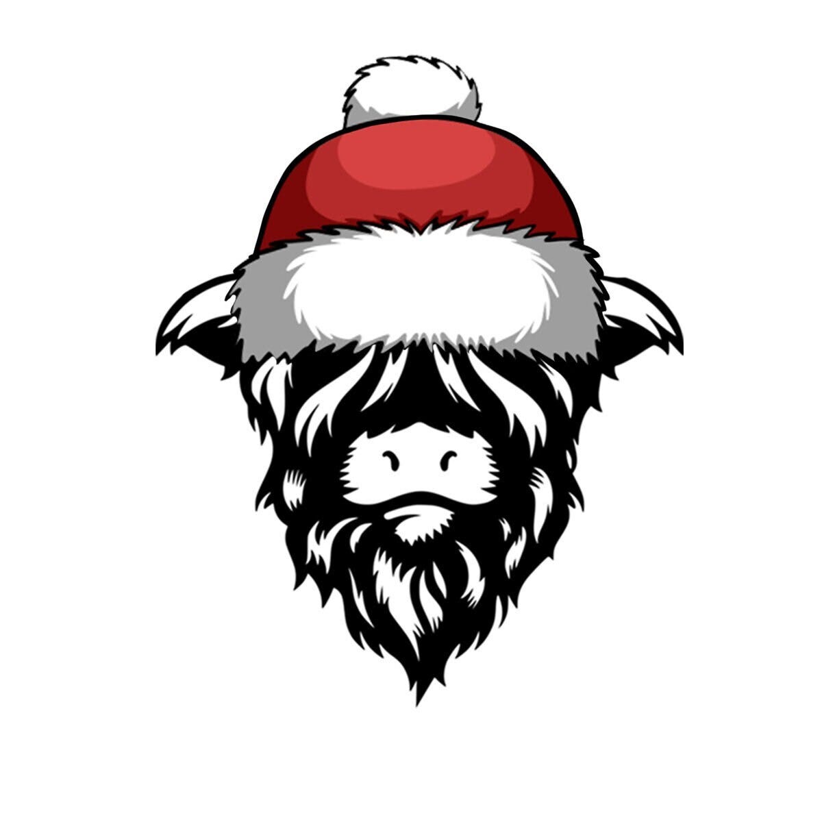 Cute Christmas Hat Highland Cow SVG Download file, Christmas Cow SVG png, Western Design, Western Christmas Png, Christmas Cow Clipart