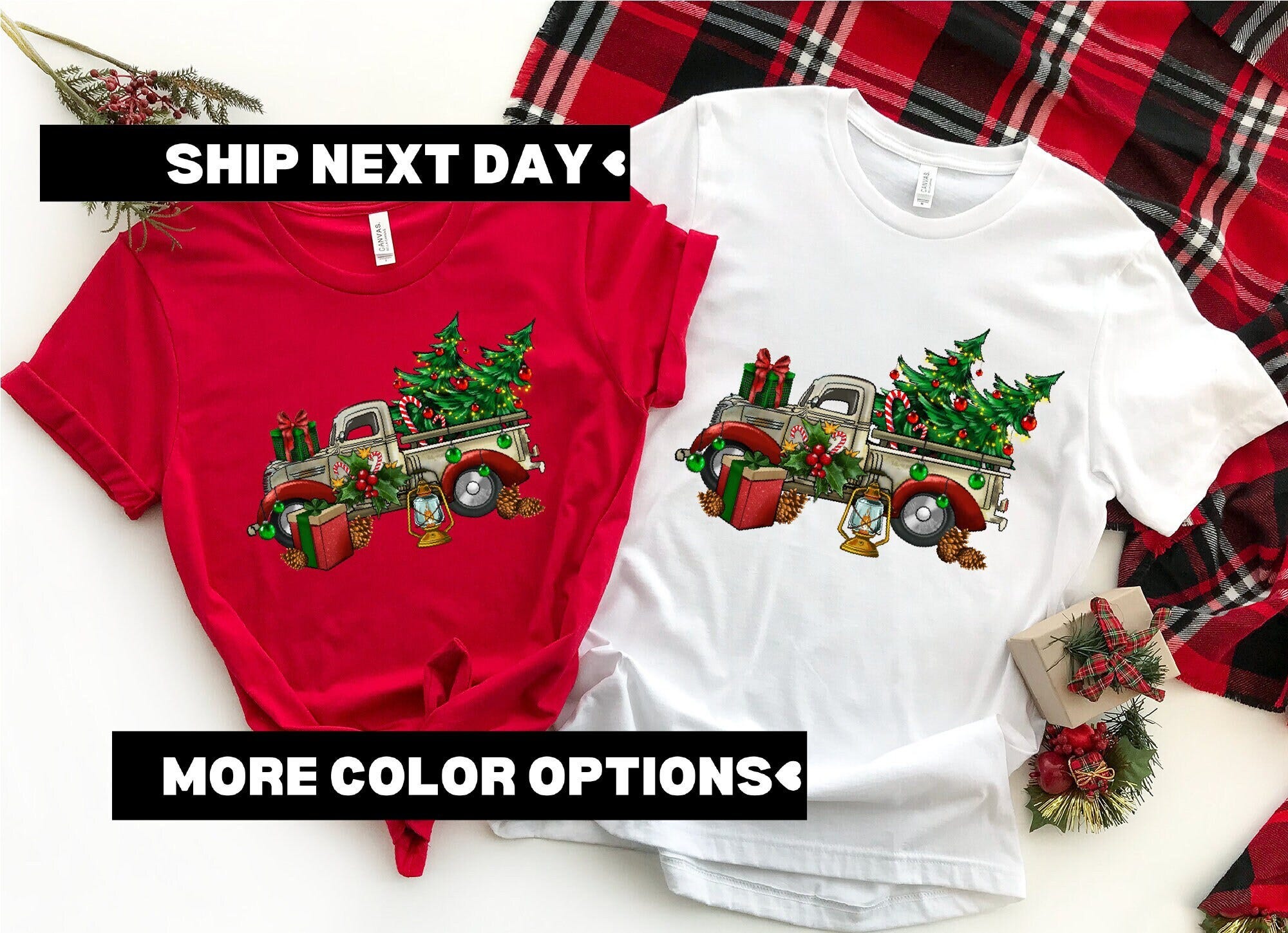 Farm Fresh Christmas Trees Truck Shirt, Christmas Shirt, Red Truck Shirt, Christmas Family, Christmas Truck Family Shirts, Christmas Gift