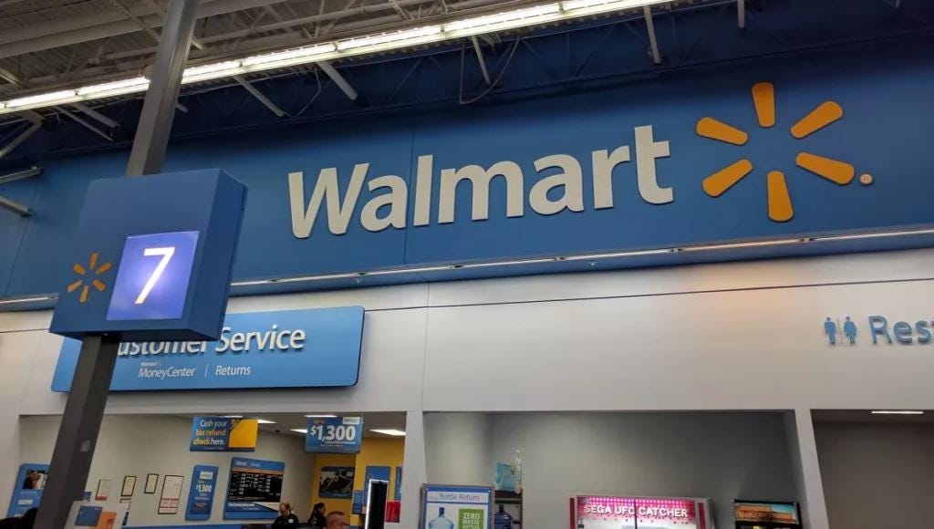 Sign for Customer Service in a Walmart store 