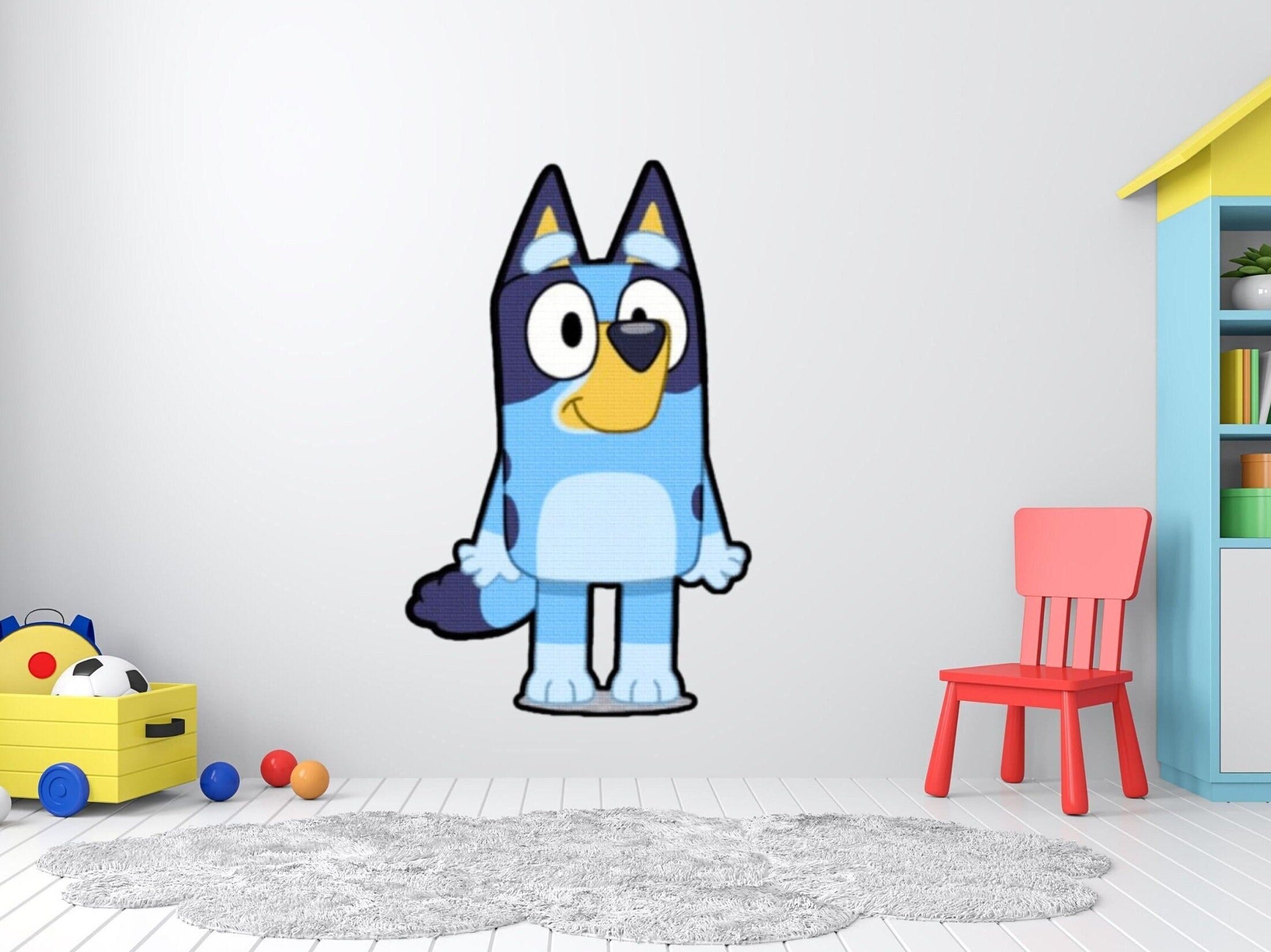 Bluey Rug -SHAPED - Kids Room Rug, Cartoon Bluey Rug, Boys Room Rug, Boy Room Decor, Kids Playroom Decor, Bluey