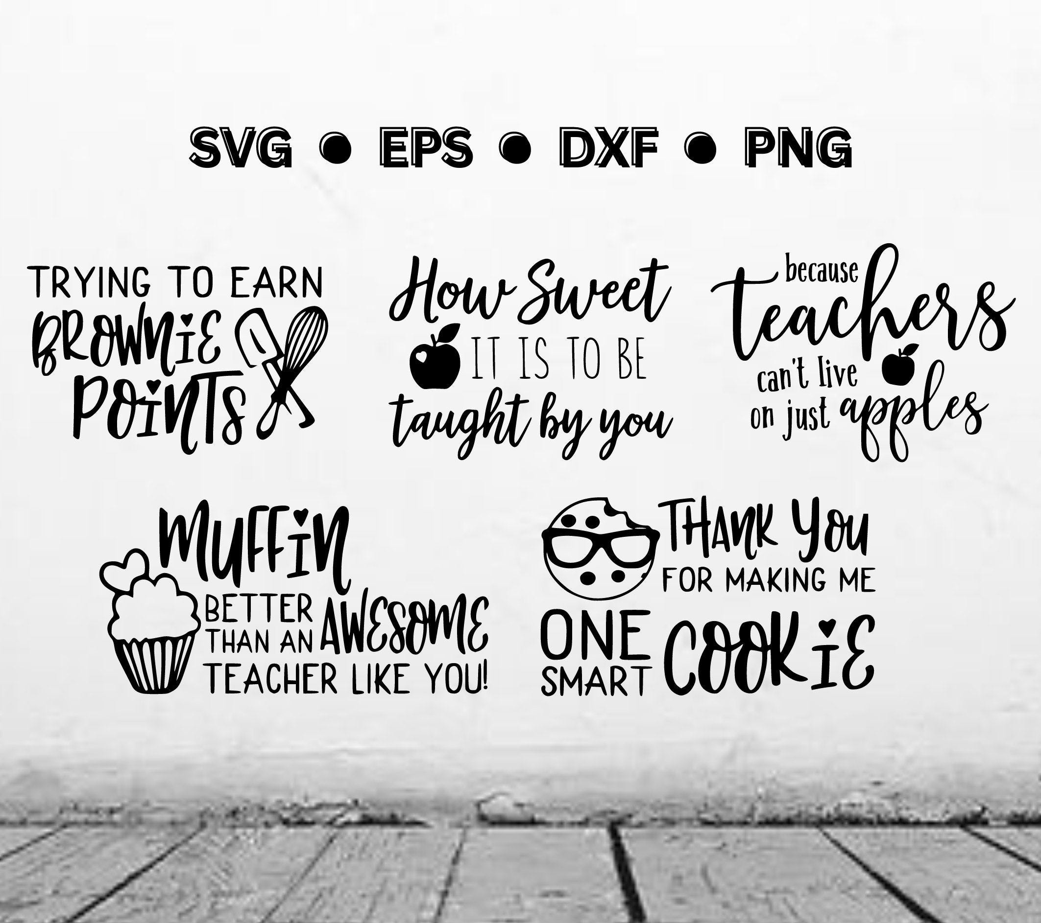 Teacher SVG | Teacher Appreciation Bundle | Teacher Food Puns | Thank You Teacher PNG | Teacher Apple Instant Download for Cricut