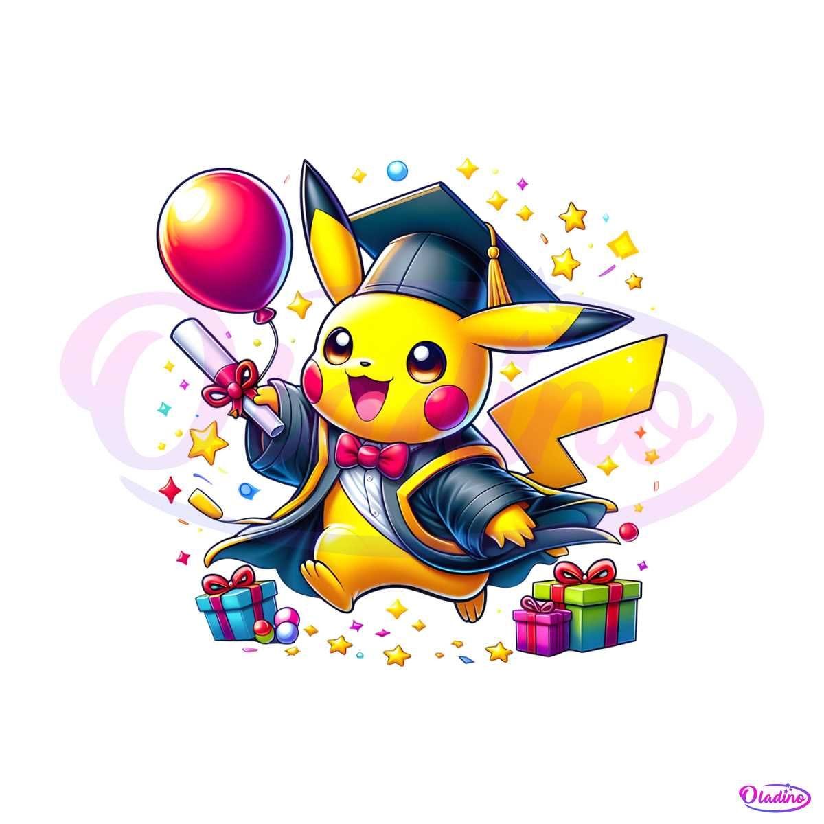 Cartoon Pikachu Graduation 2024 PNG