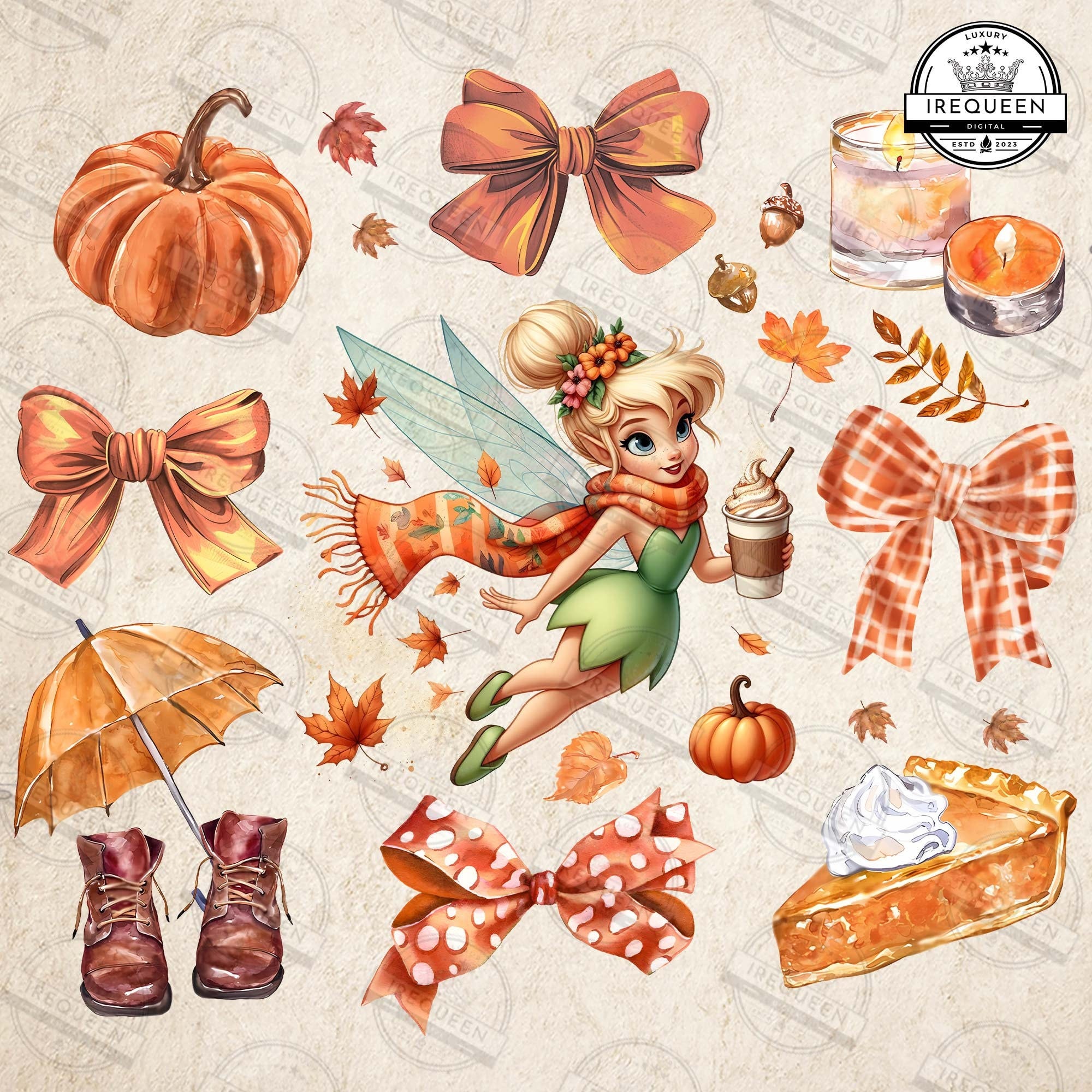 Fairy Cartoon Fall Png, Fall Pumpkin Png, Fall Vibes Png, Pumpkin Spice Png, Coquette Autumn Animal Png, Pumpkin Patch png, Digital File