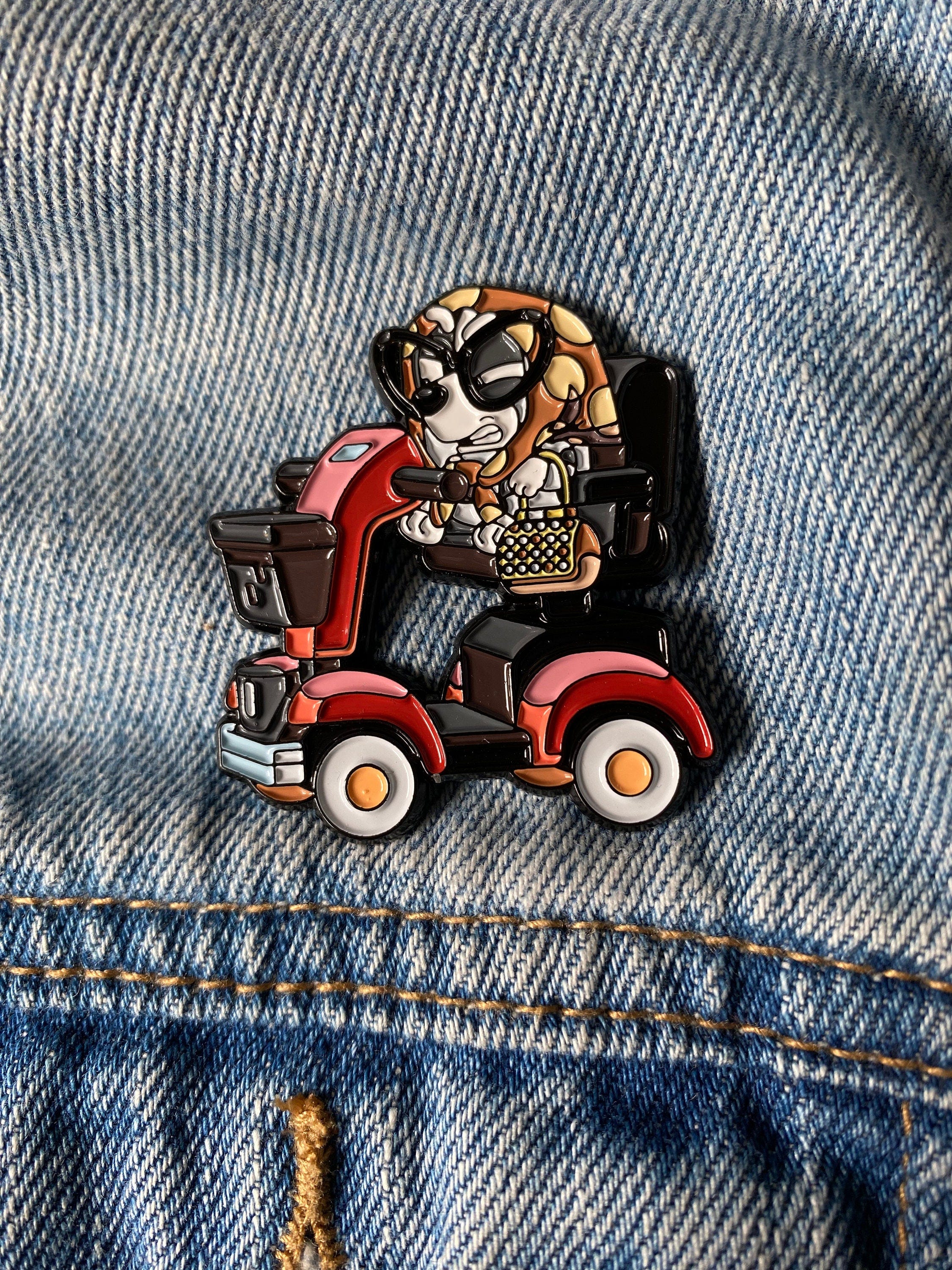 Blue Dog Muffin "Granny Mobile" Inspired Pin V2