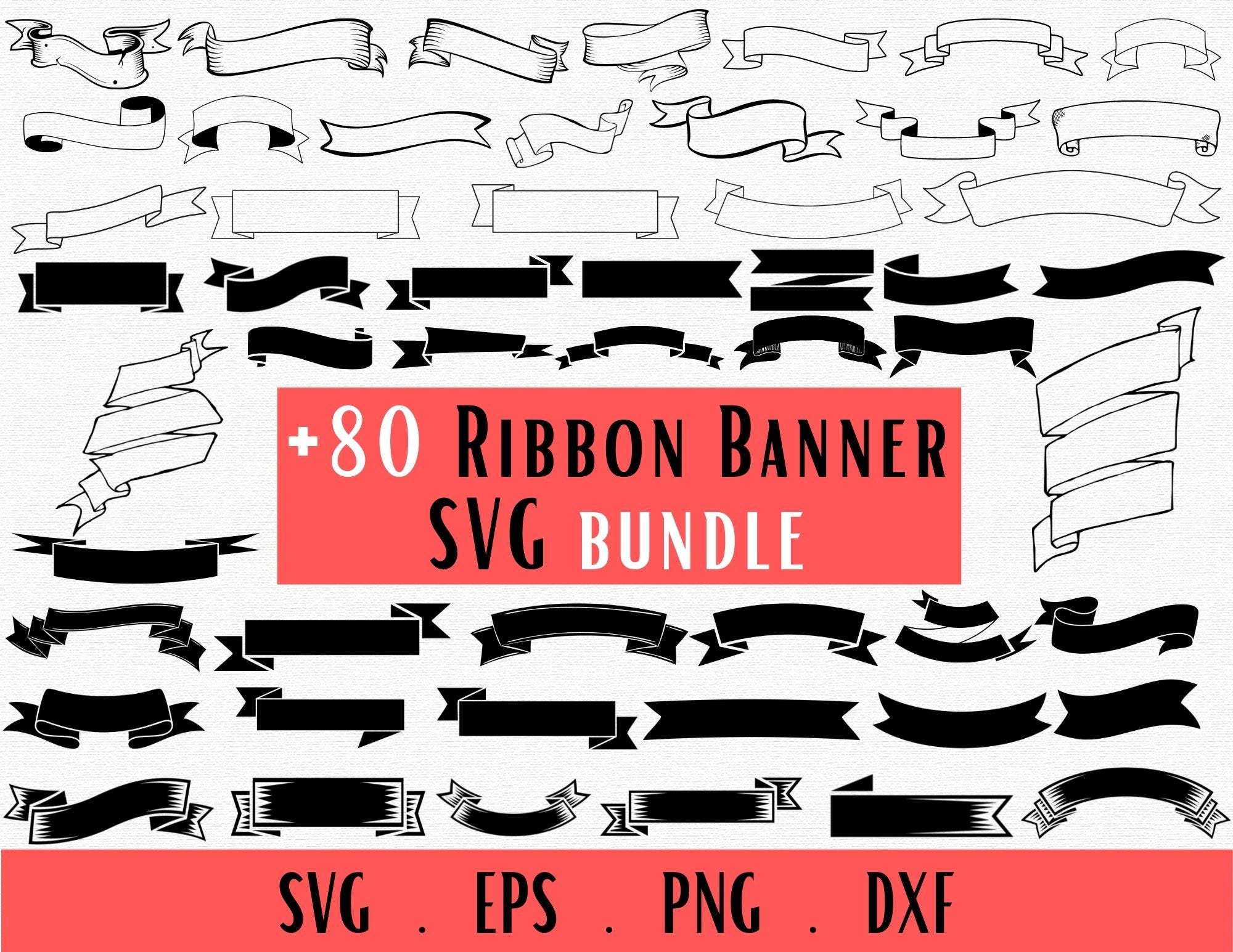 Ribbon Banner Svg, Banner Vector svg, Ribbon clipart, Birthday banner svg, for Cricut & Silhouette, Banner outline Cut File, Banners clipart