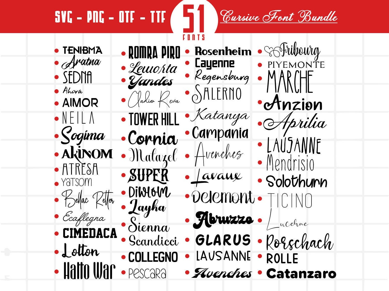 The Ultimate 51 Fonts - Font Bundle TTF SVG PNG, Cricut, Canva Font, Script Font, Digital Fonts, Procreate Fonts, Crafting Font,Cursive Font
