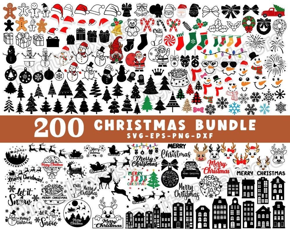 Christmas SVG Bundle,Christmas Svg,Merry Christmas Svg,Santa Hat Svg,Reindeer Svg,Christmas Ornaments,Santa svg,Silhouette,Png,Eps,Vector