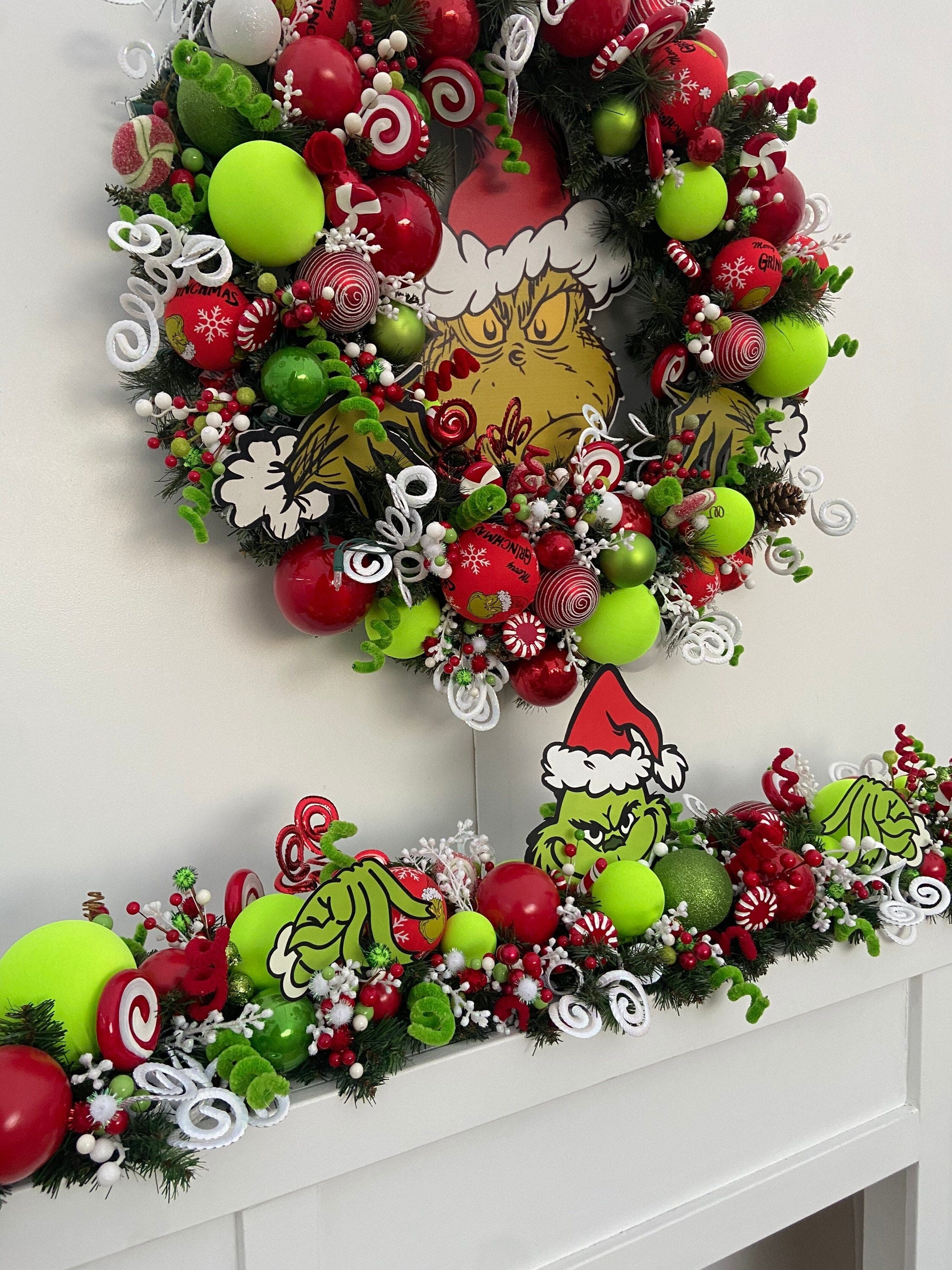 Christmas Garland  • Christmas Mantle • The Grinch Christmas Garland • For Door Frames or Mantles/Housewarming • Garland Grinch