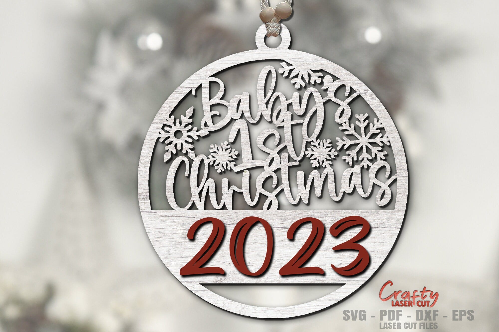 Babys First Christmas Ornament SVG - Laser Cut Files - Christmas SVG - 1st Christmas Svg - Snowflake Svg - Baby Svg - Glowforge Files