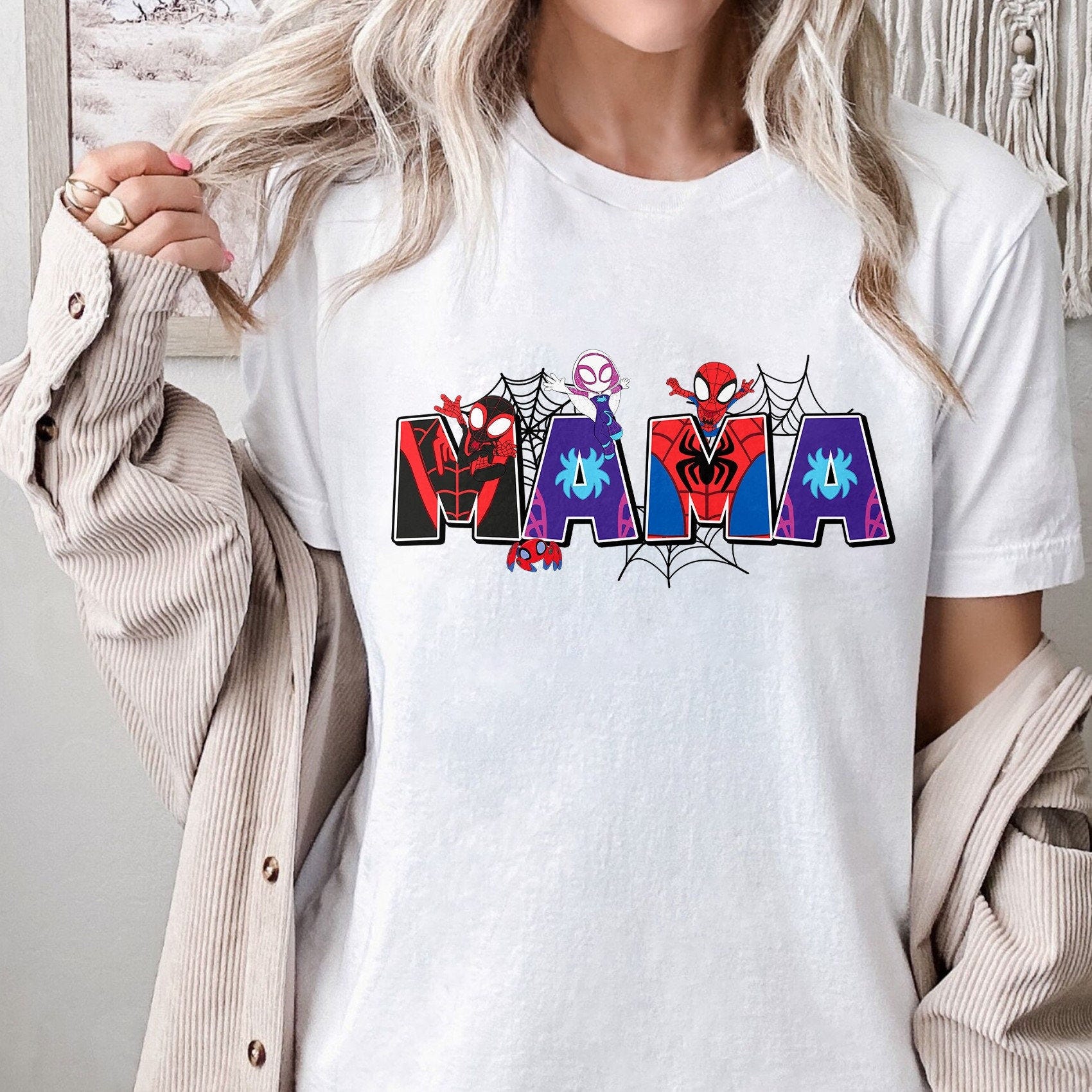 Personalized Spider Mama Hero Squad T-Shirt, Customized Spider Mom Animated Theme Sweatshirt, Mother