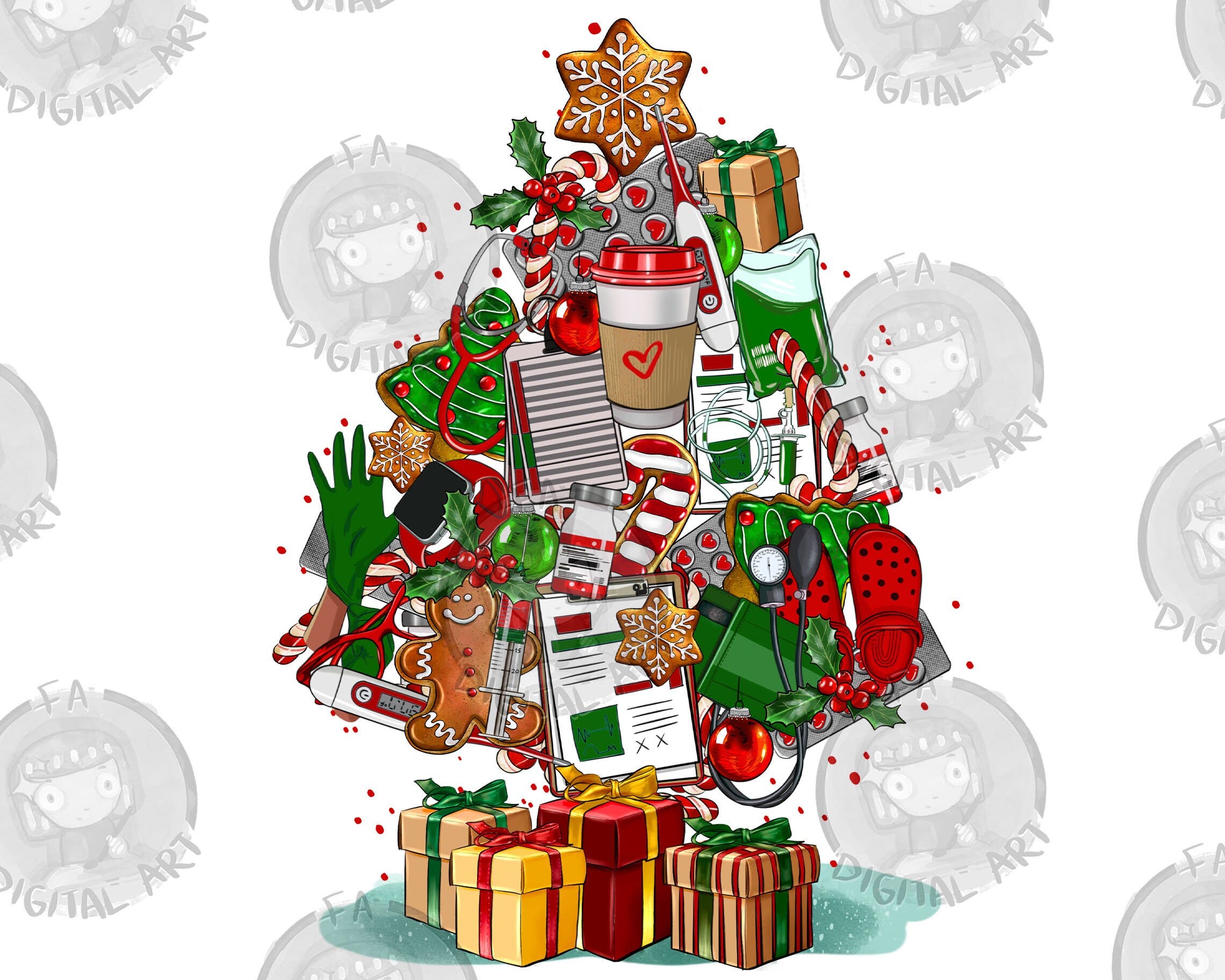 Nurse Christmas tree png sublimation design download, Christmas png, Nurse life png, Christmas Nurse png, sublimate designs download