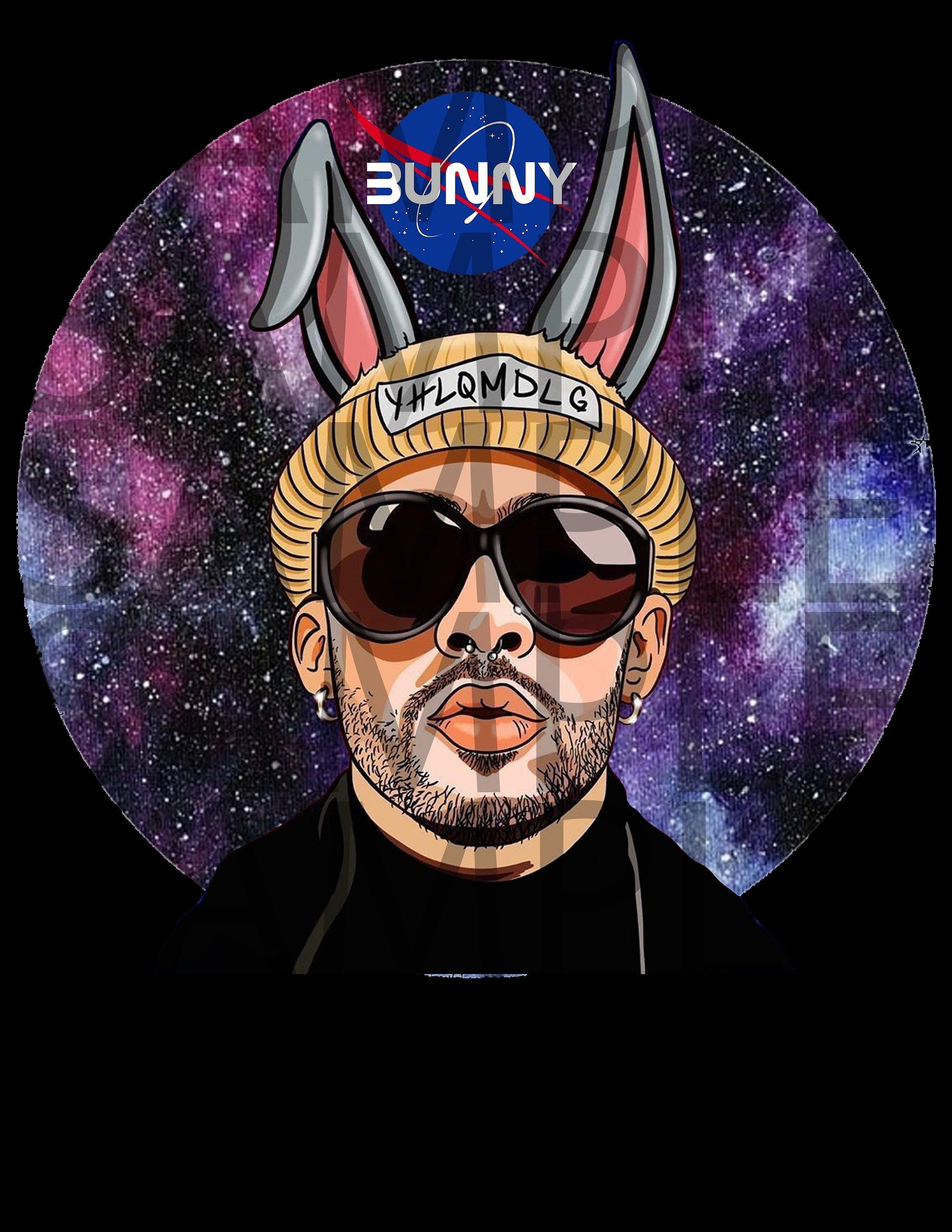 Digital Download Bad Bunny Space Stars  image PNG sublimation and waterslide image HIGH resolution