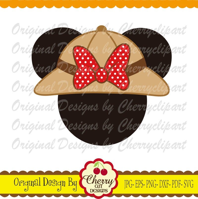 Safari Svg dxf, Safari hat Minnie, Safari hat Mouse ears SVG Silhouette & Cricut Cut Files MM08 - Personal and Commercial Use