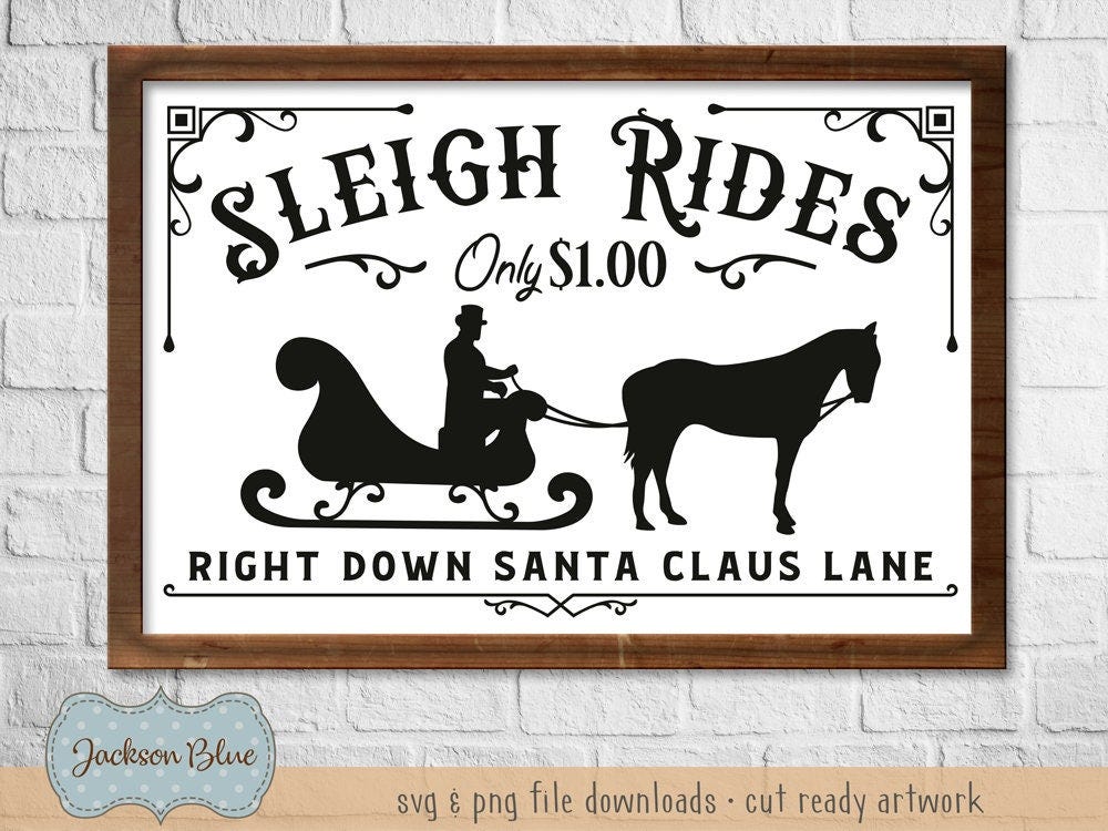 Christmas sleigh rides one dollar svg.  Christmas svg cut file.  Rustic holiday svg design.  Farmhouse Christmas svg.  Rustic christmas svg.