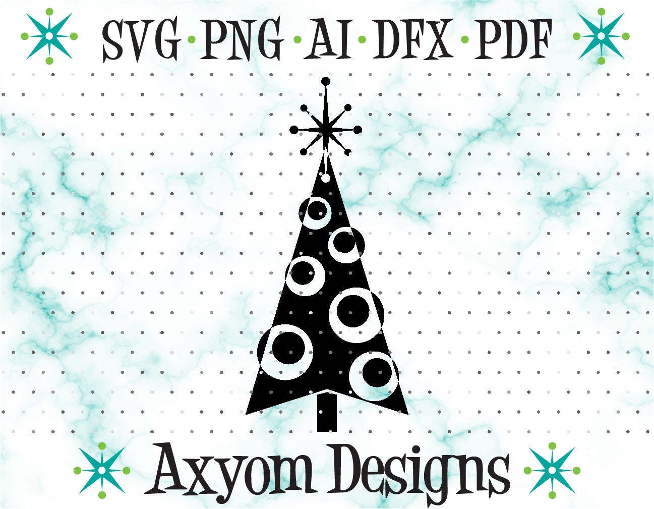 MCM Christmas Tree SVG, Mid Century Modern Atomic Svg, MCM Xmas Tree Svg, Xmas Tree Svg 2, Cricut, Silhouette, Glowforge Svg Png Ai Dxf Pdf