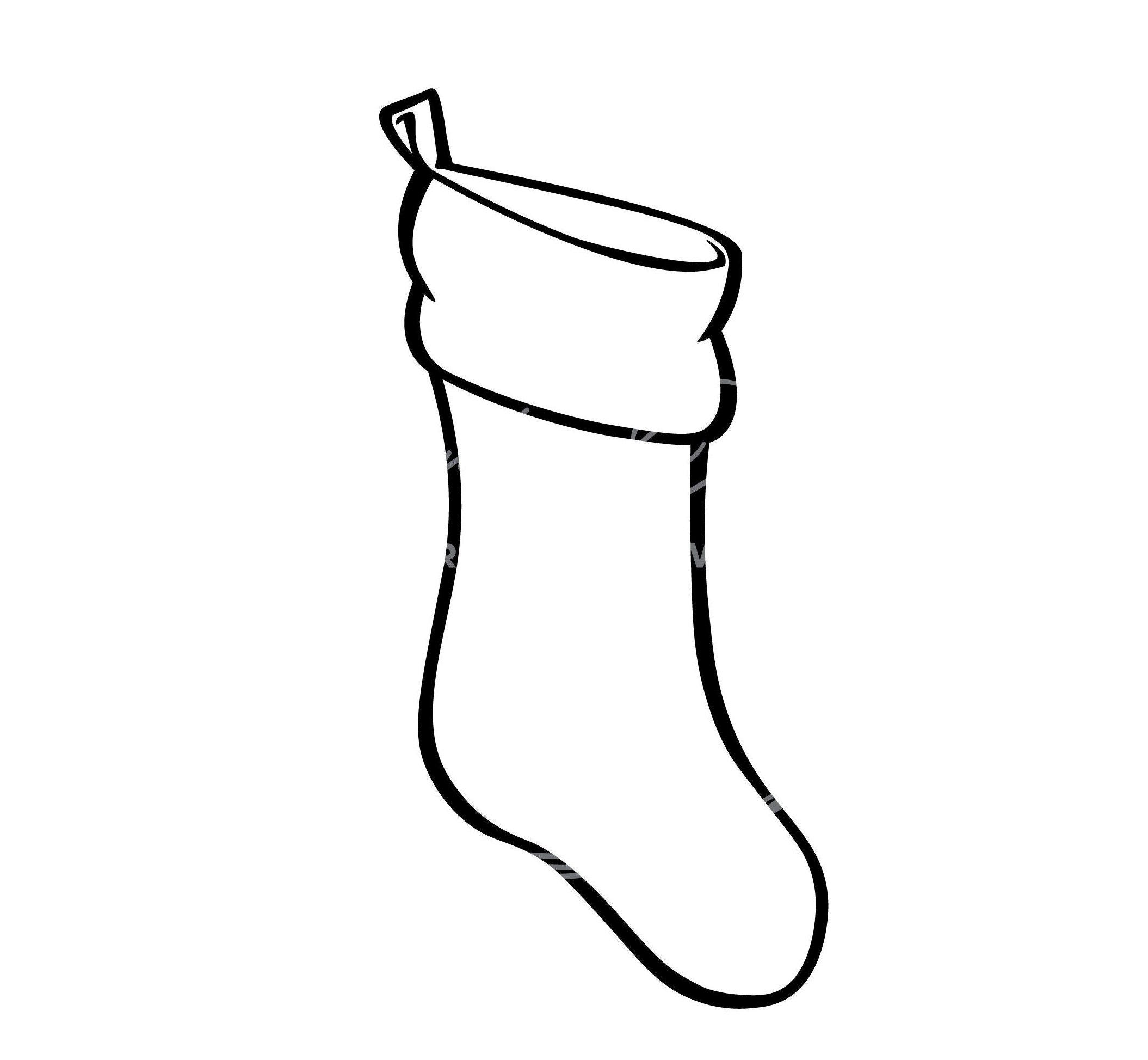 Christmas/Holiday stocking line drawing PNG SVG digital file download