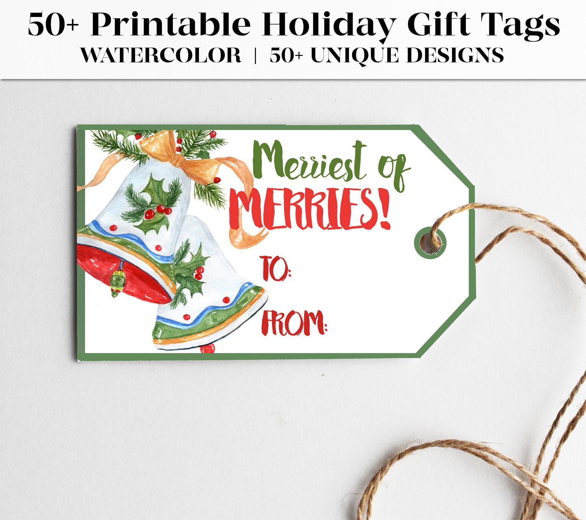 50+ Printable Christmas Gift Tags | Christmas Tags | Stocking Tags | Digital Download | Christmas Printables | Vintage Christmas