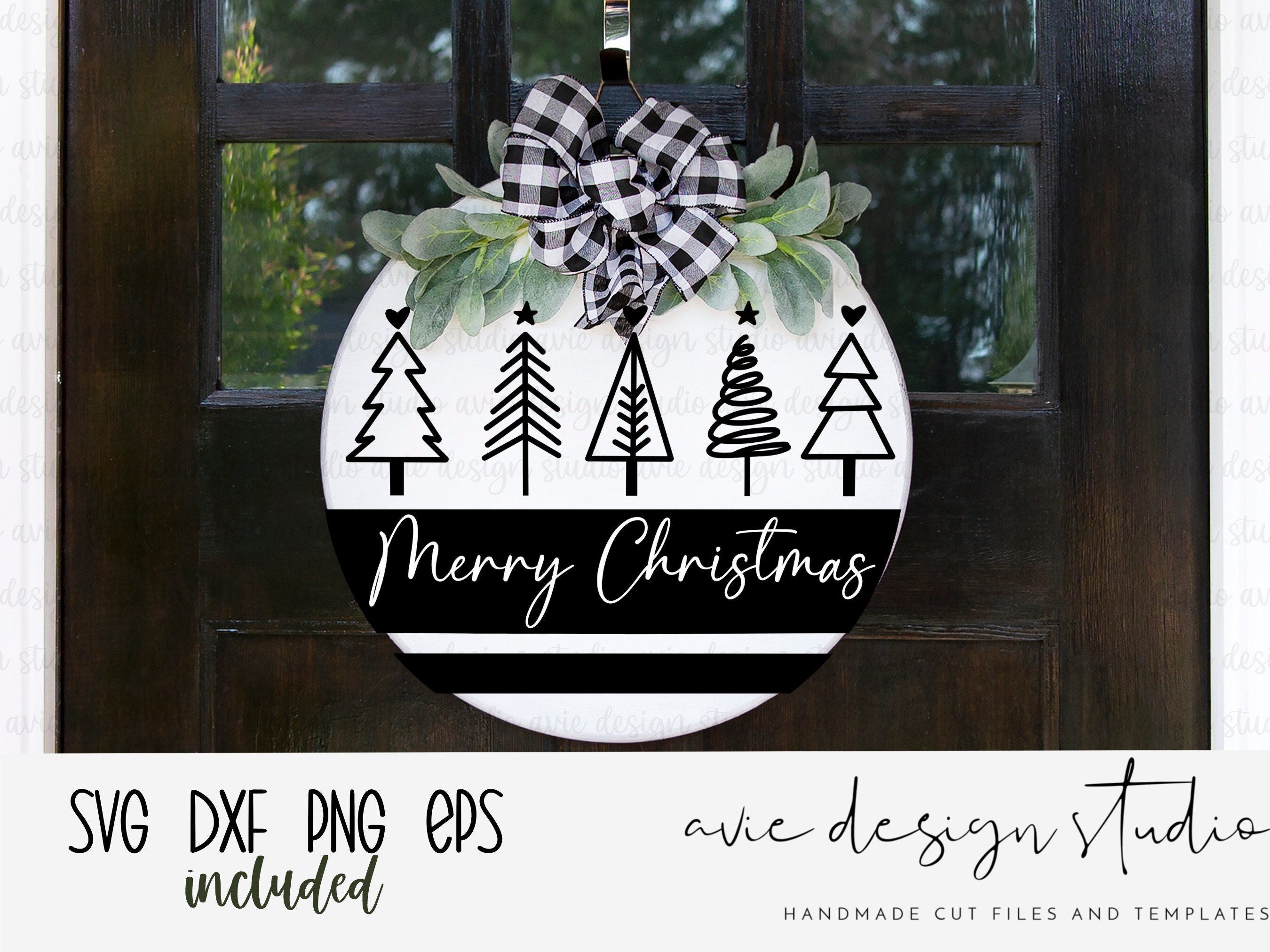Merry christmas svg, christmas svg, door hanger svg, christmas tree svg, christmas welcome sign svg, round sign svg, holiday svg, dxf, png