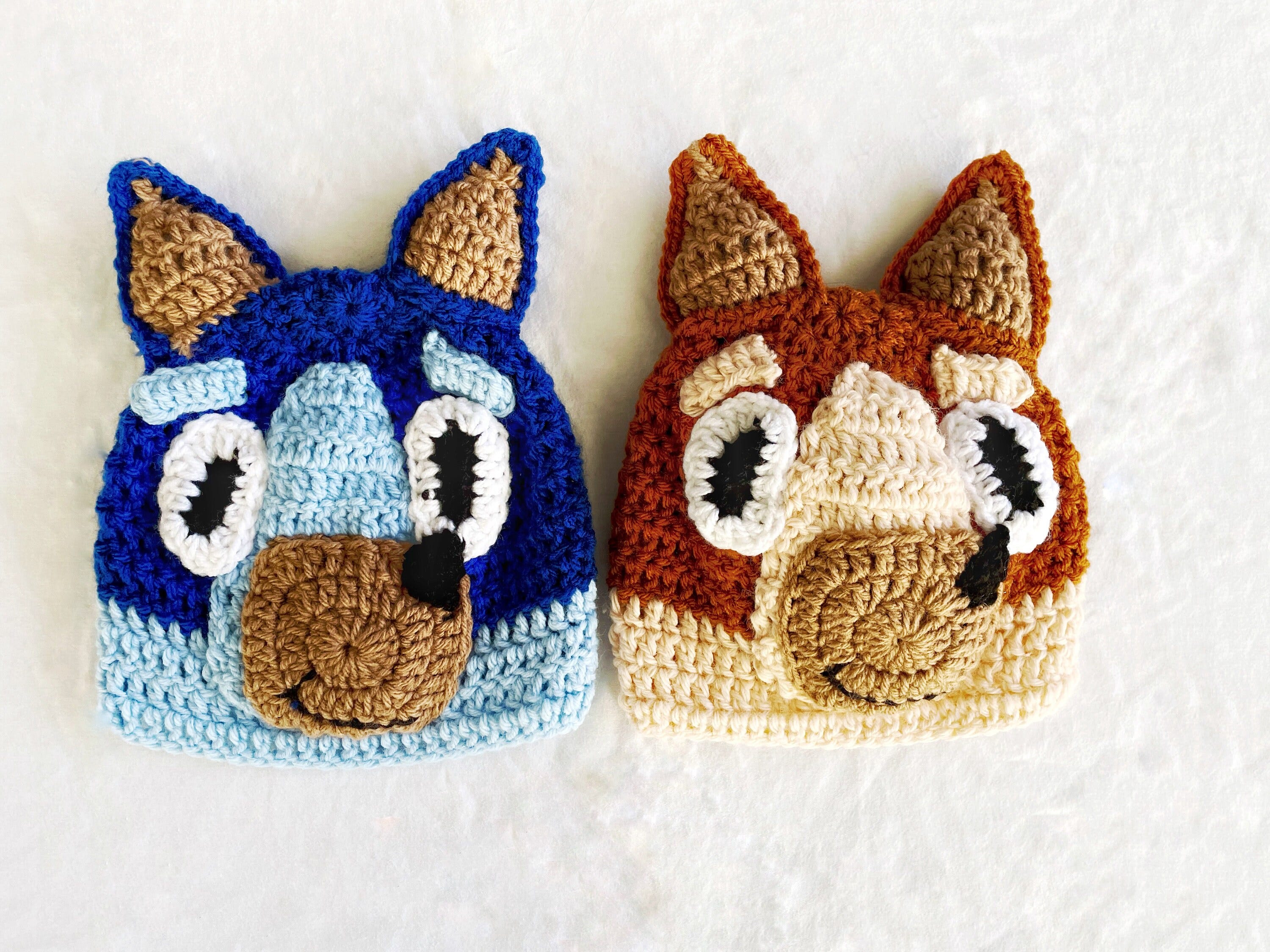 Custom Bluey and Bingo Crochet Hat