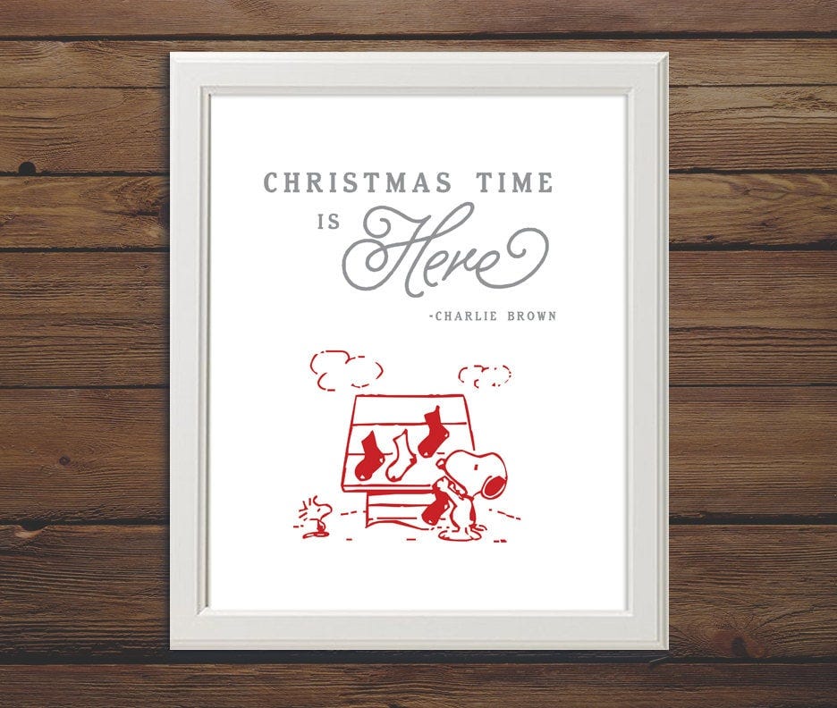 Instant Download, Charlie Brown - Christmas Time is Here - 8x10 - Red & Silver -